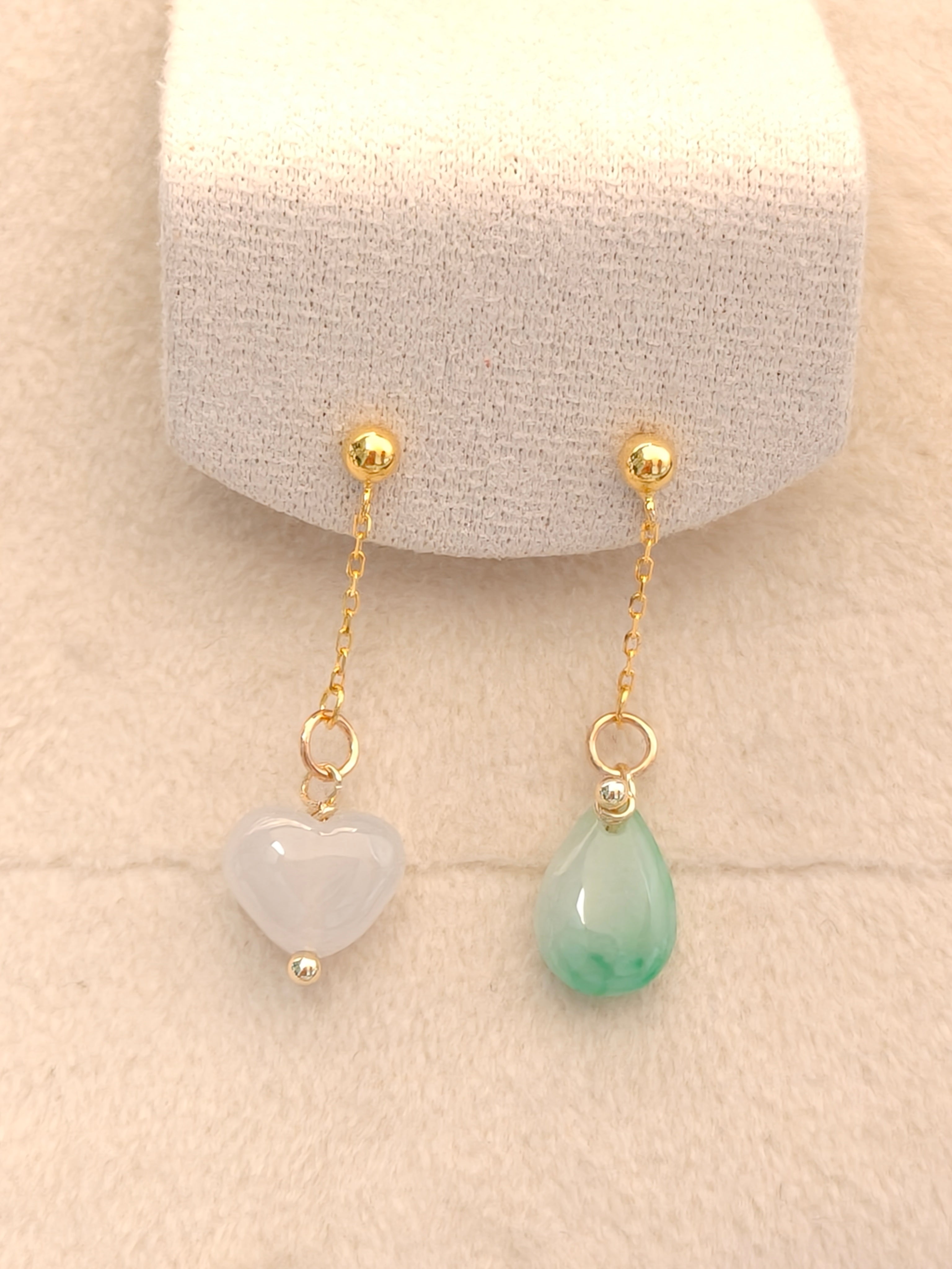 WE minimalist water drop and heart jadeite earring