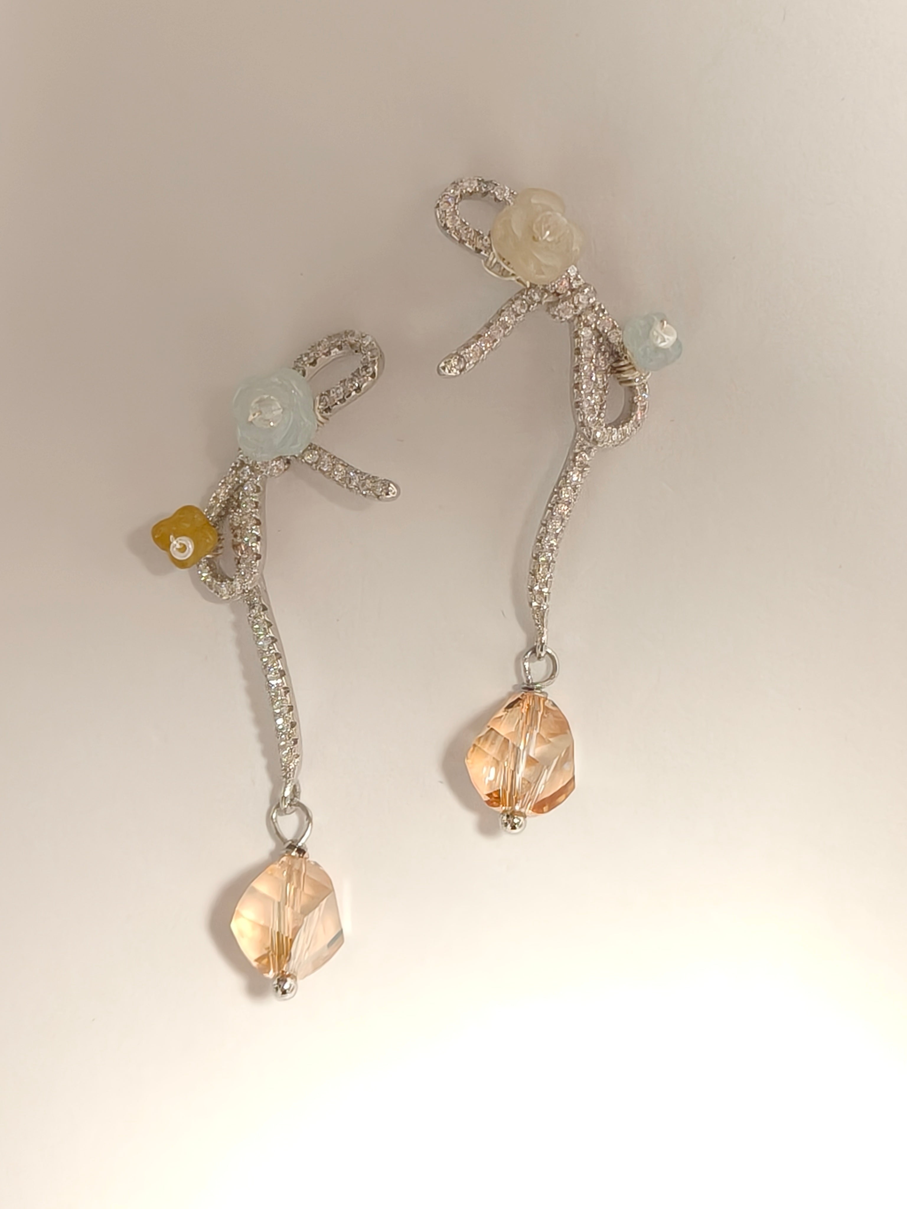 WE delite Swarovski crystal and jadeite earring