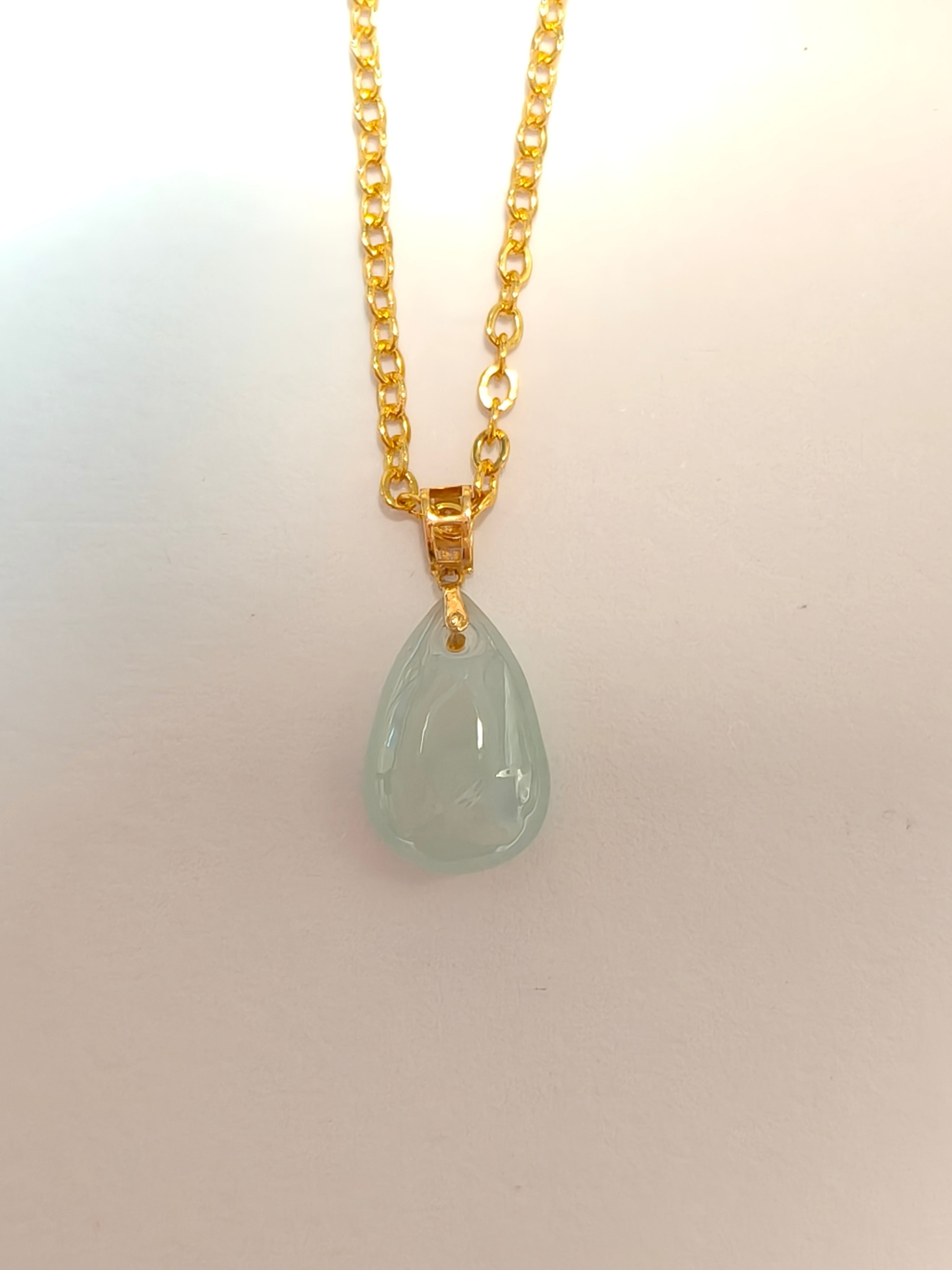 WE minimalist necklace water drop  jadeite