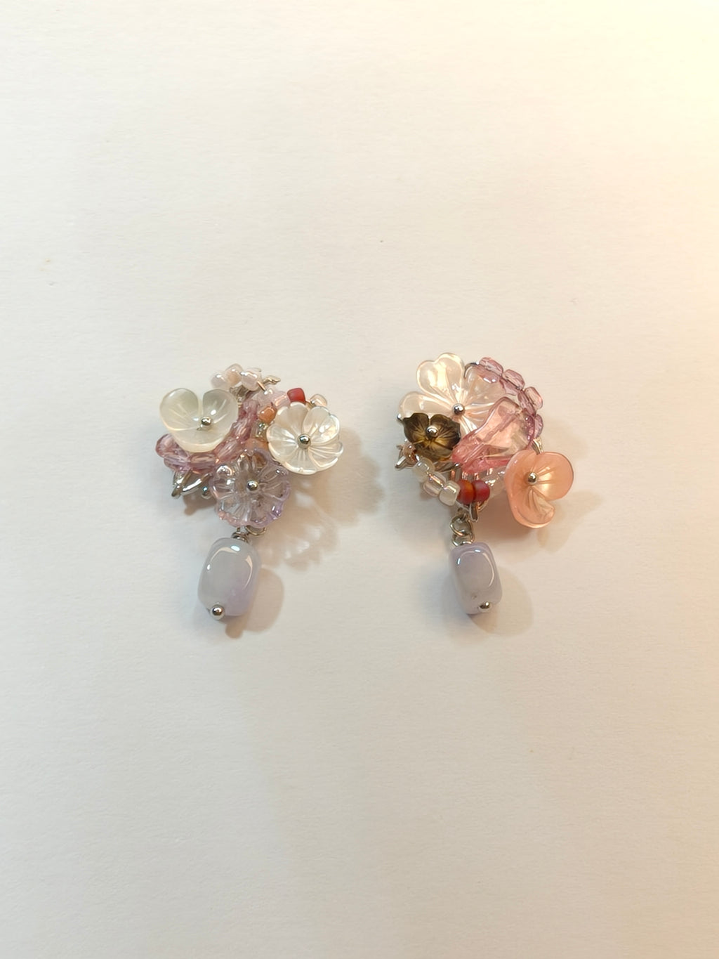 WE lavender jadeite and pink tourmaline earring