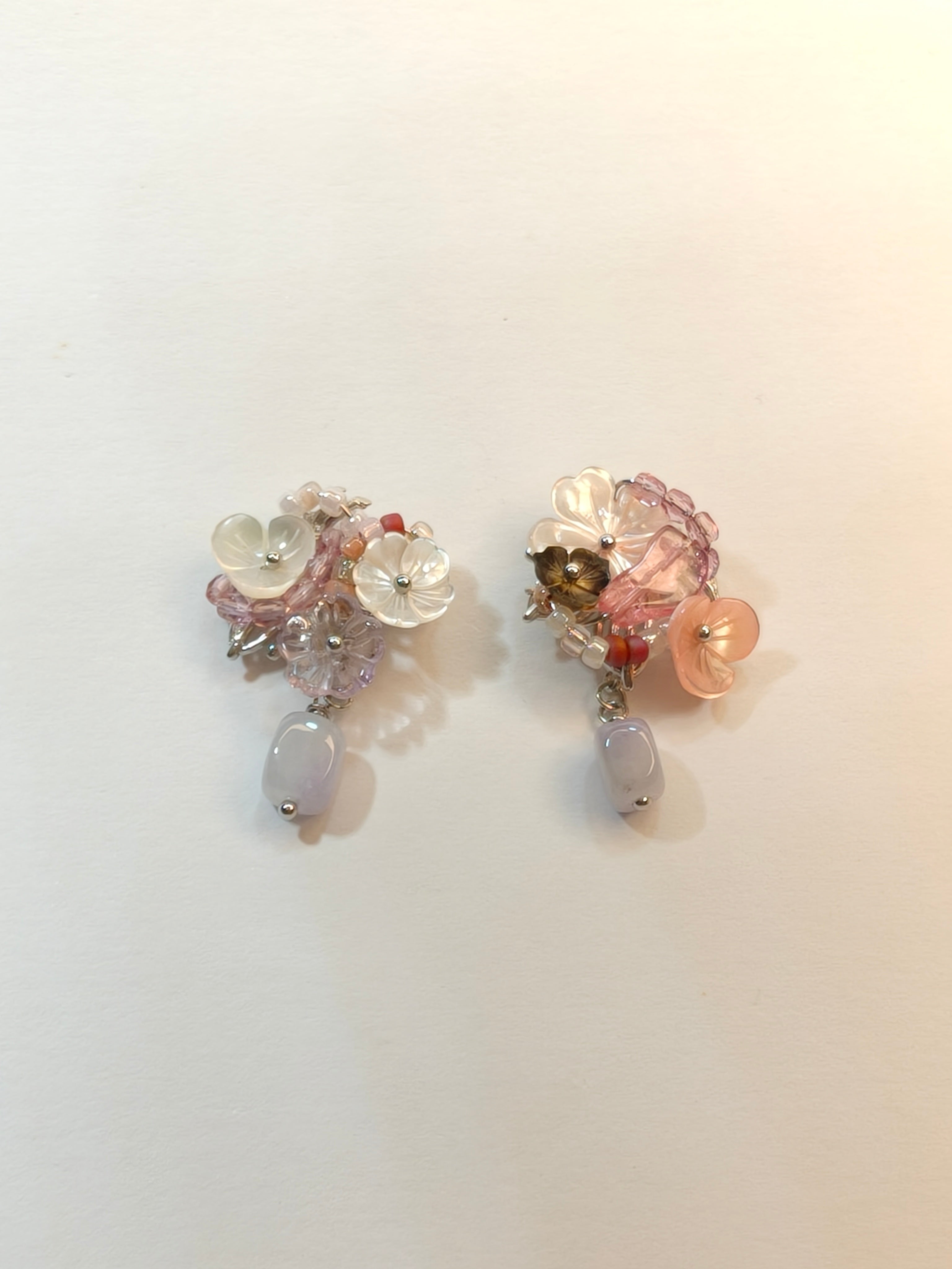 WE lavender jadeite and pink tourmaline earring