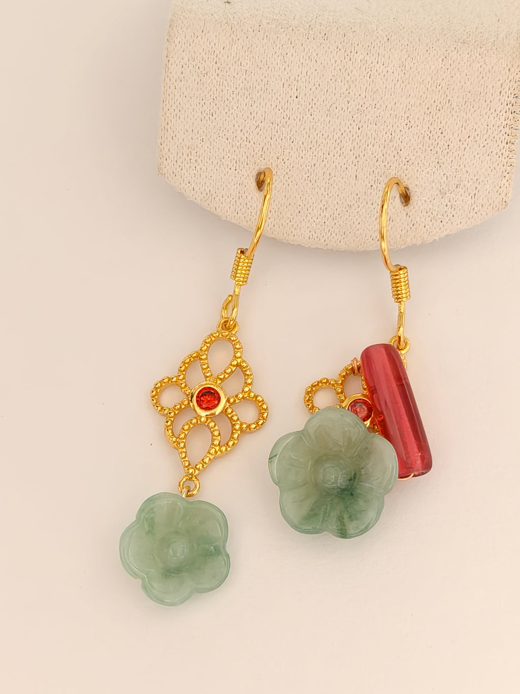 WE Monet flower jadeite earring