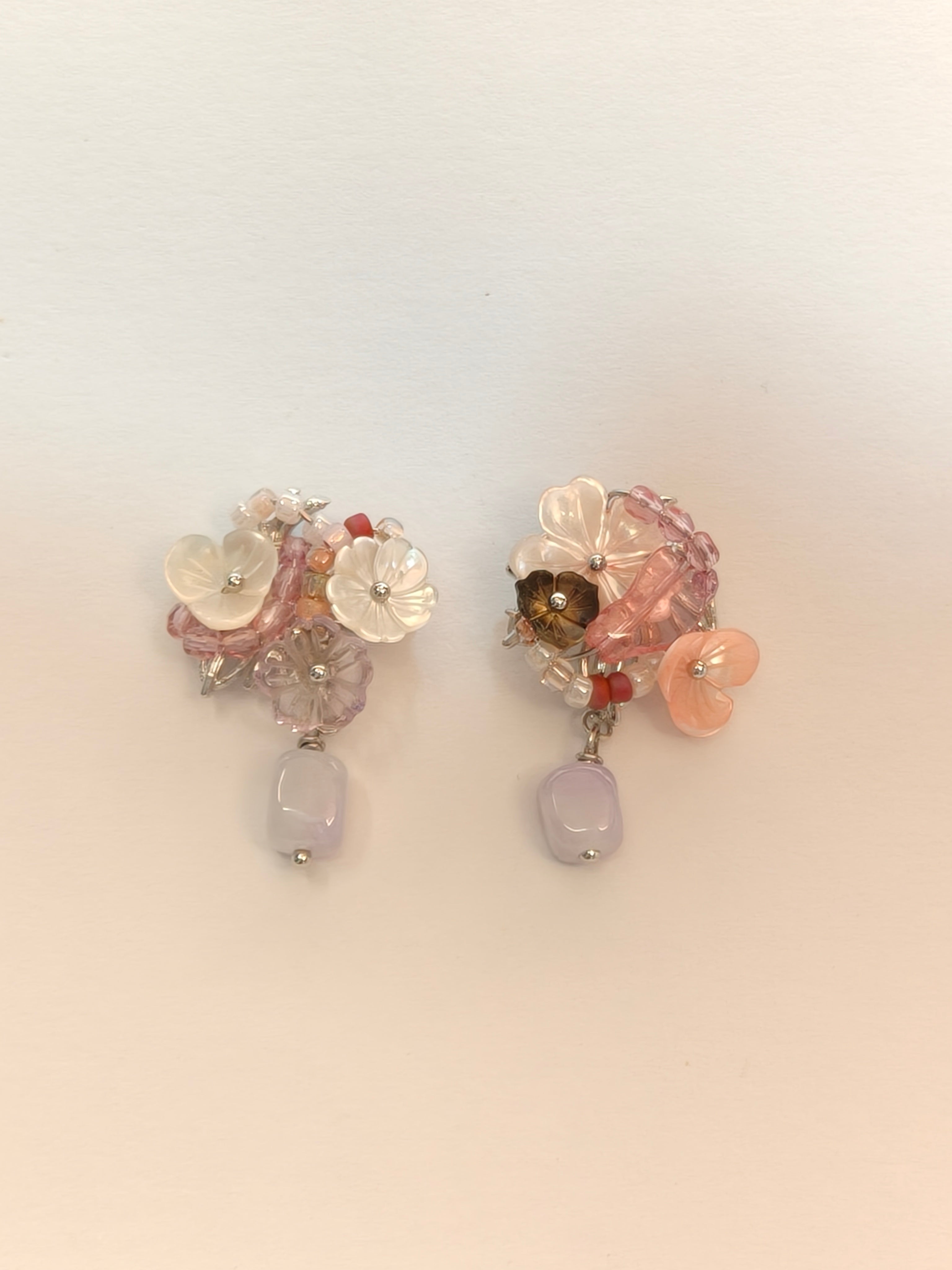 WE lavender jadeite and pink tourmaline earring