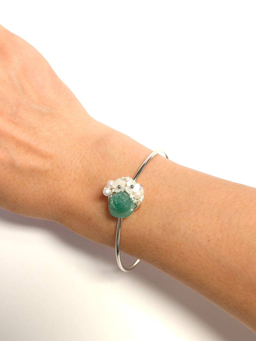 WE Monet jadeite flower bangle