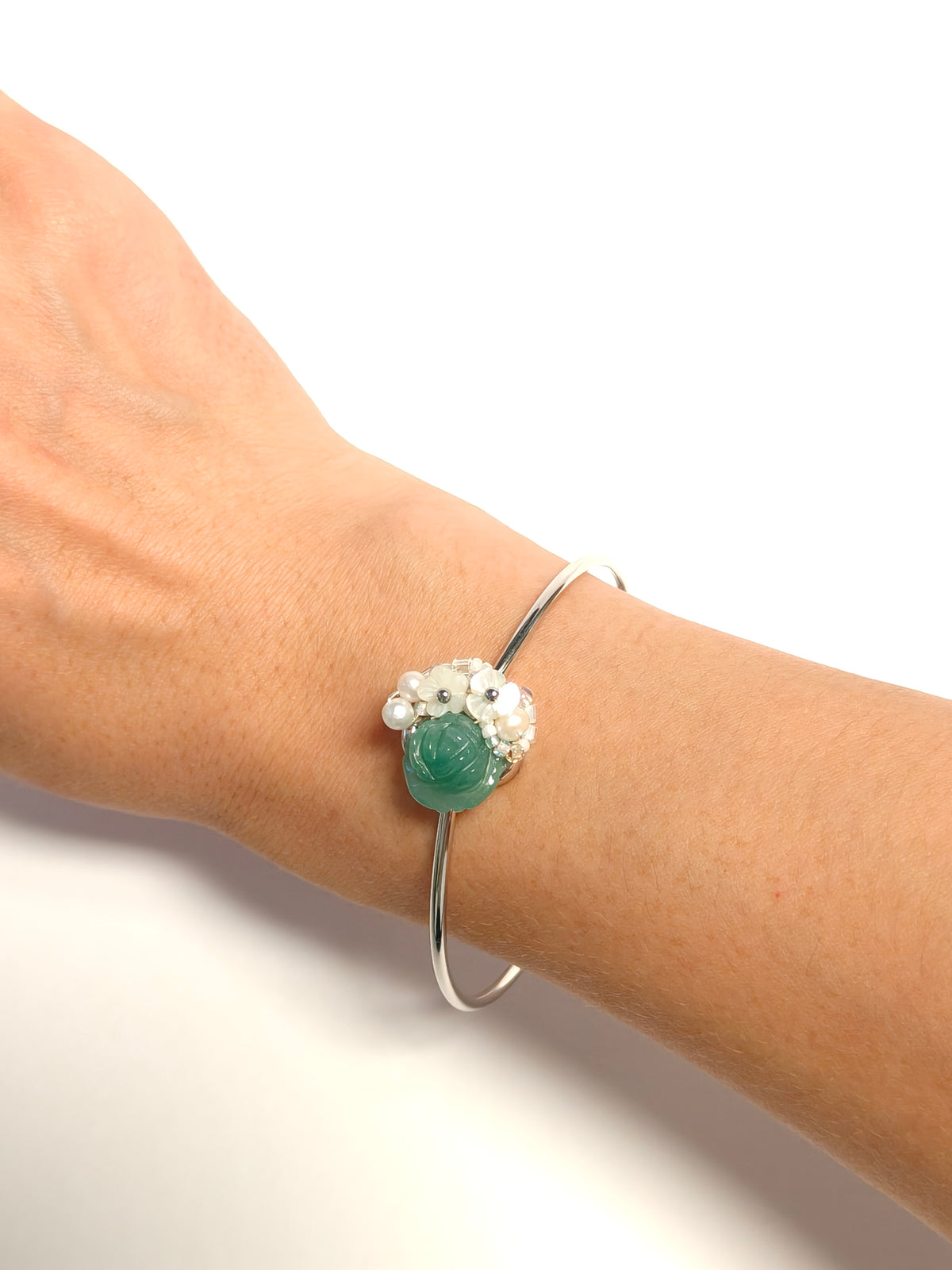 WE Monet jadeite flower bangle