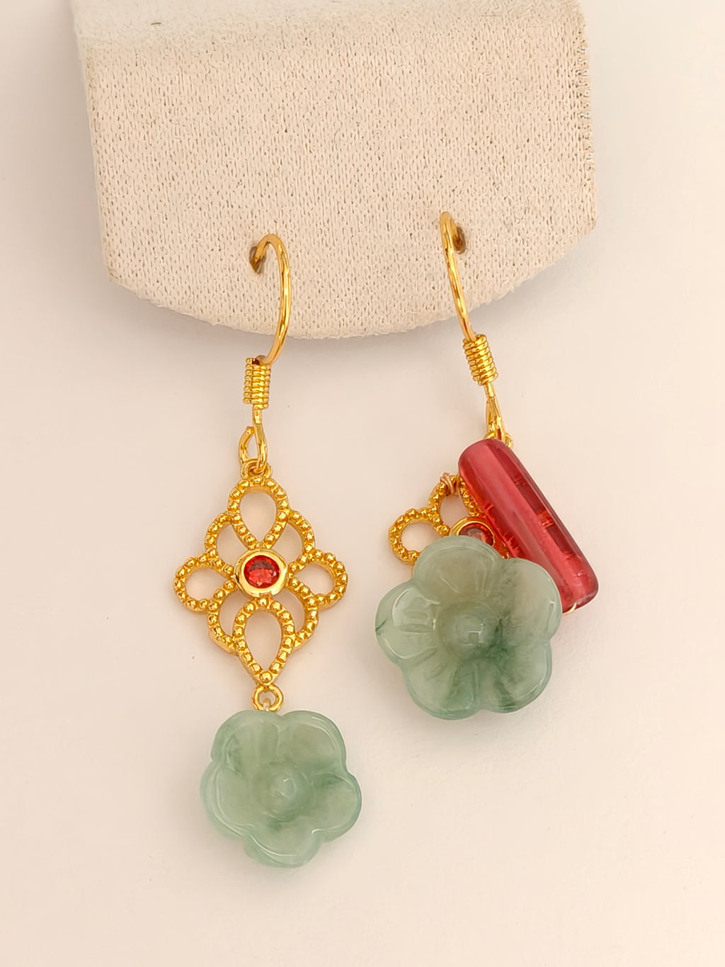 WE Monet flower jadeite earring
