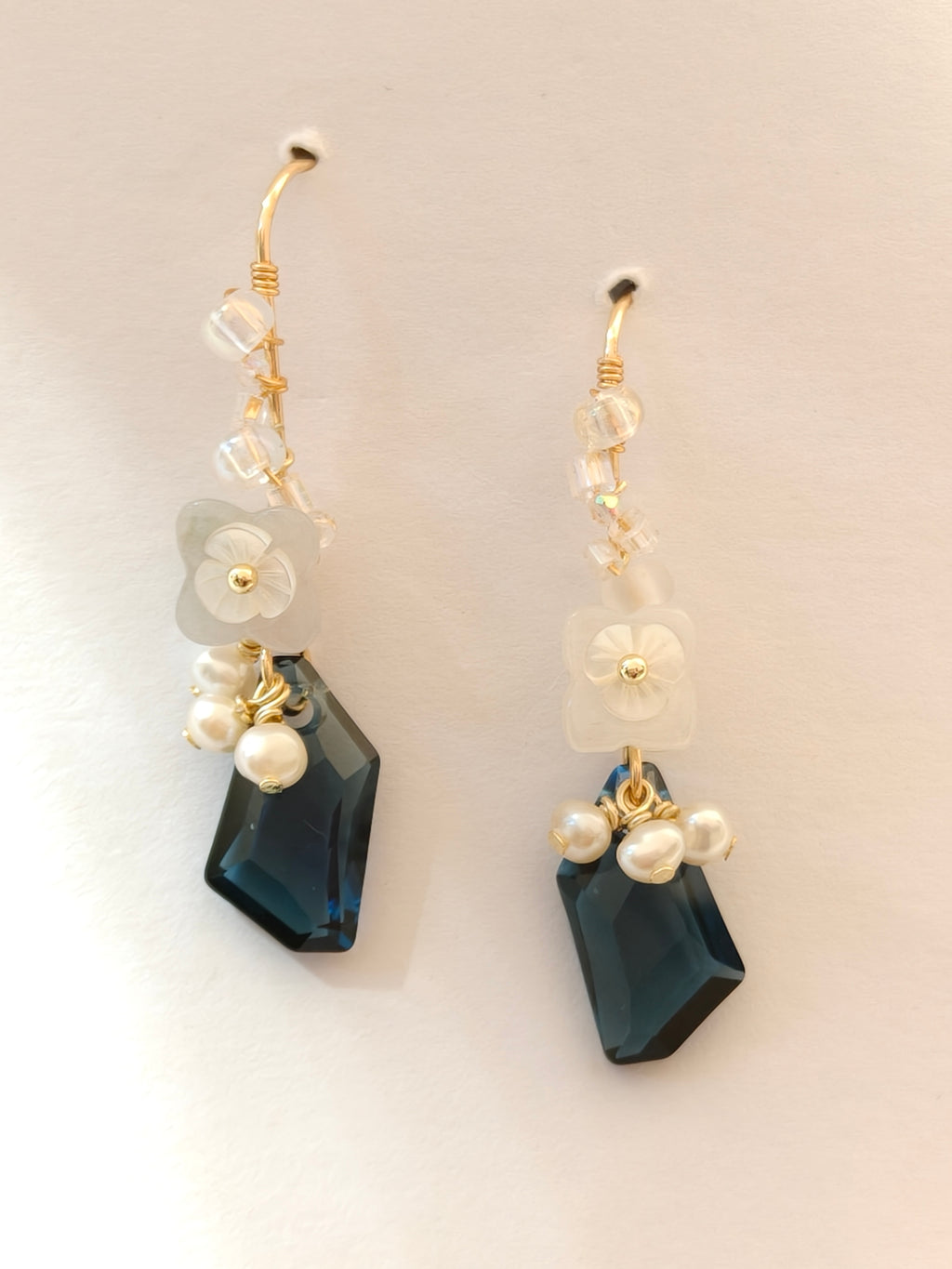 WE delite Swarovski crystal and jadeite earring