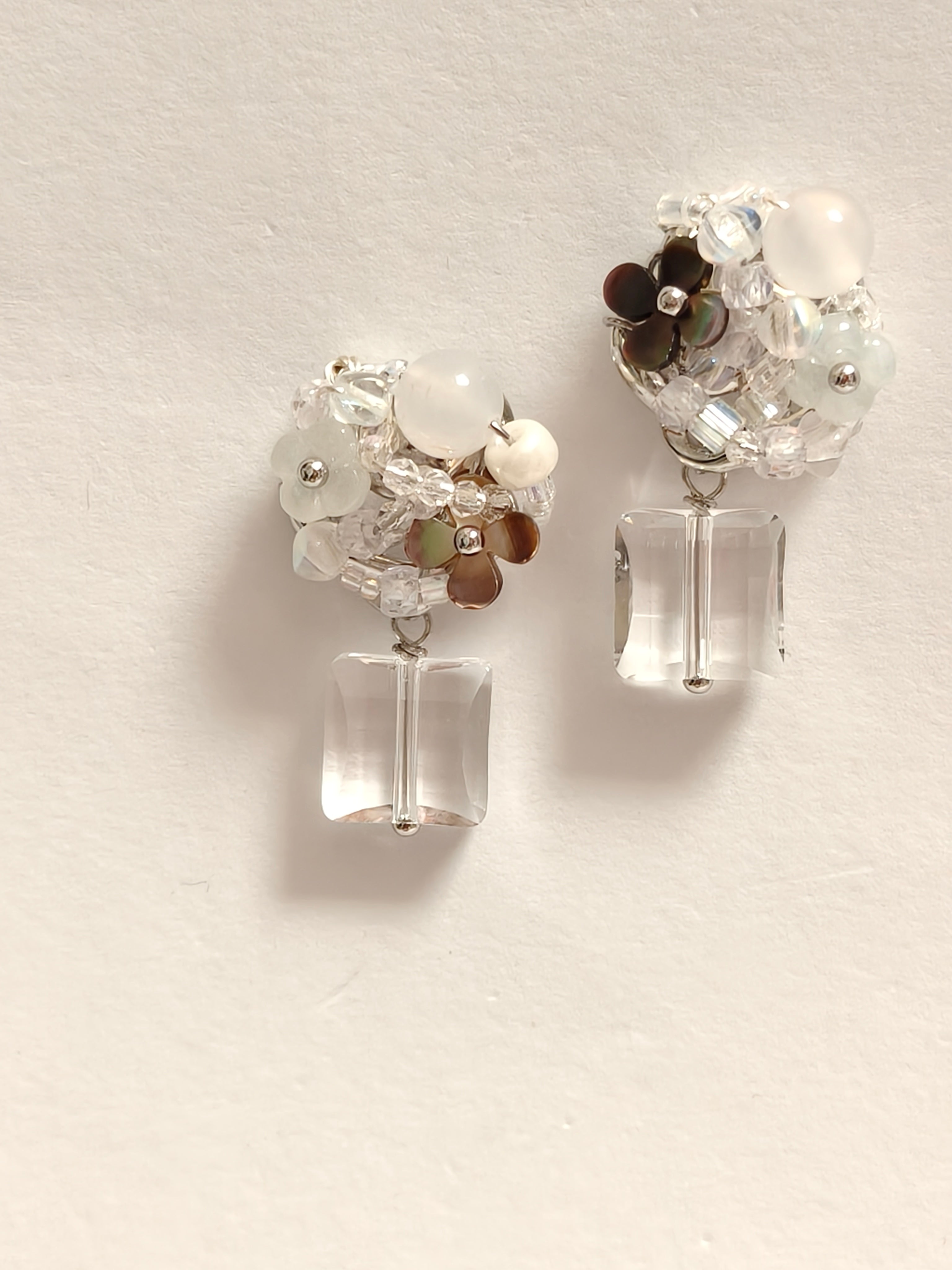 WE delite Swarovski crystal and jadeite earring
