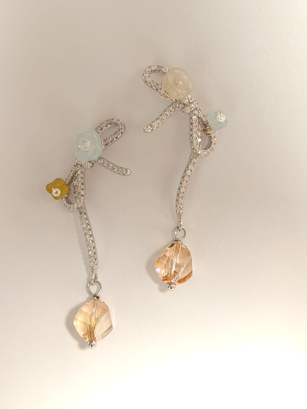 WE delite Swarovski crystal and jadeite earring
