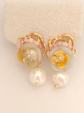 WE Monet flower jadeite earring