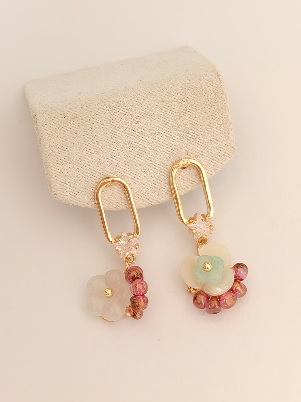 WE Monet flower jadeite earring