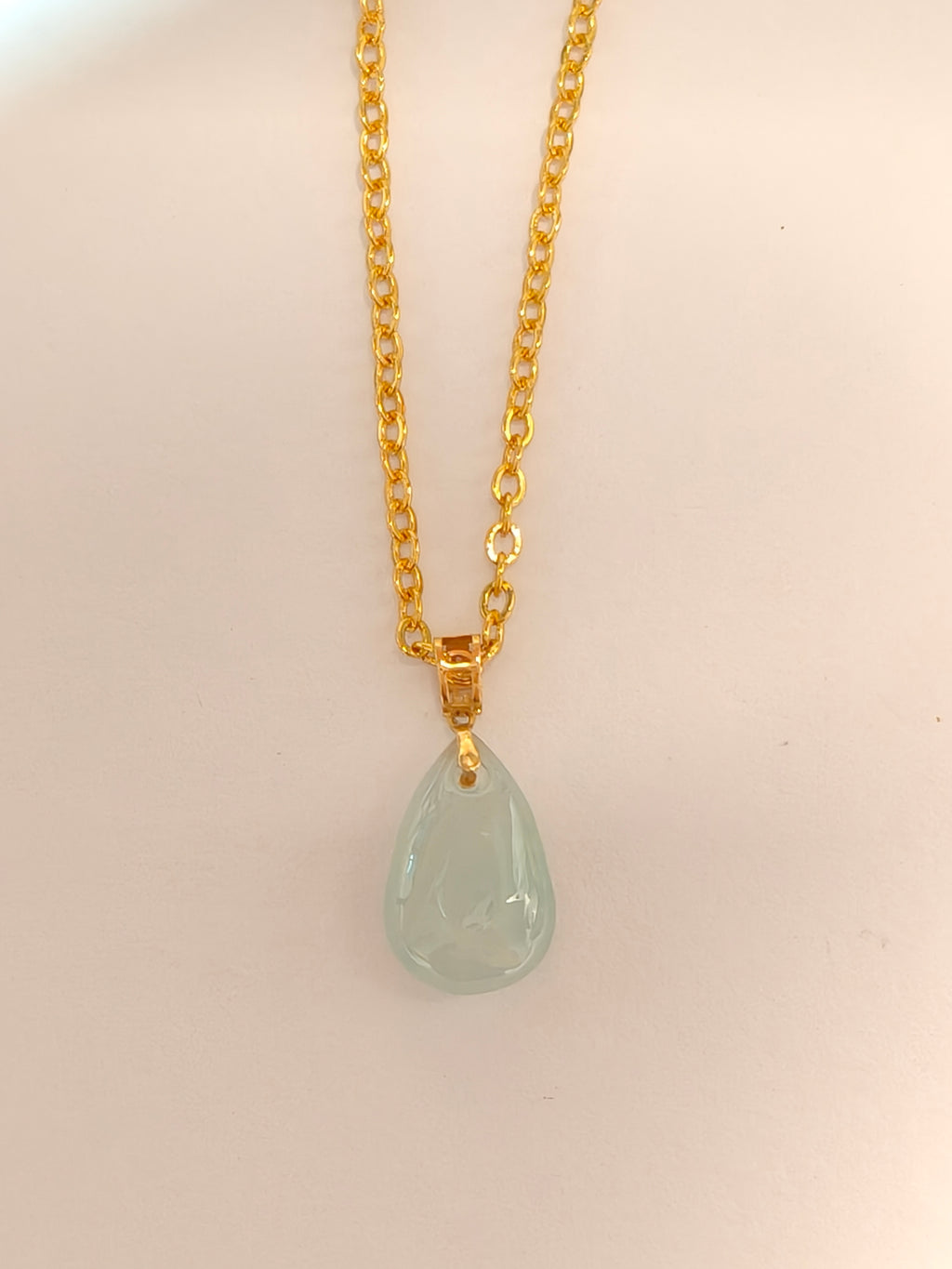 WE minimalist necklace water drop  jadeite
