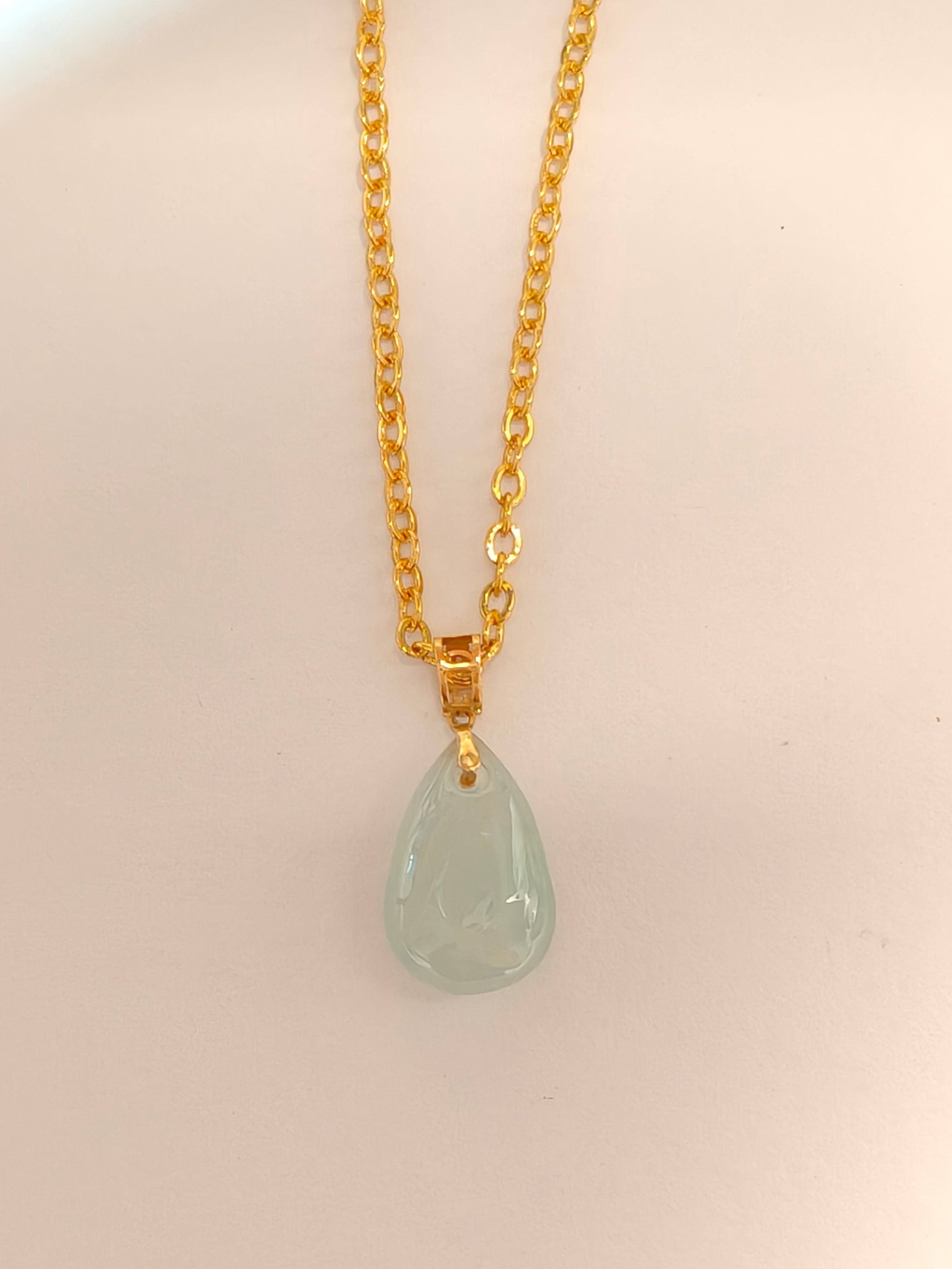 WE minimalist necklace water drop  jadeite