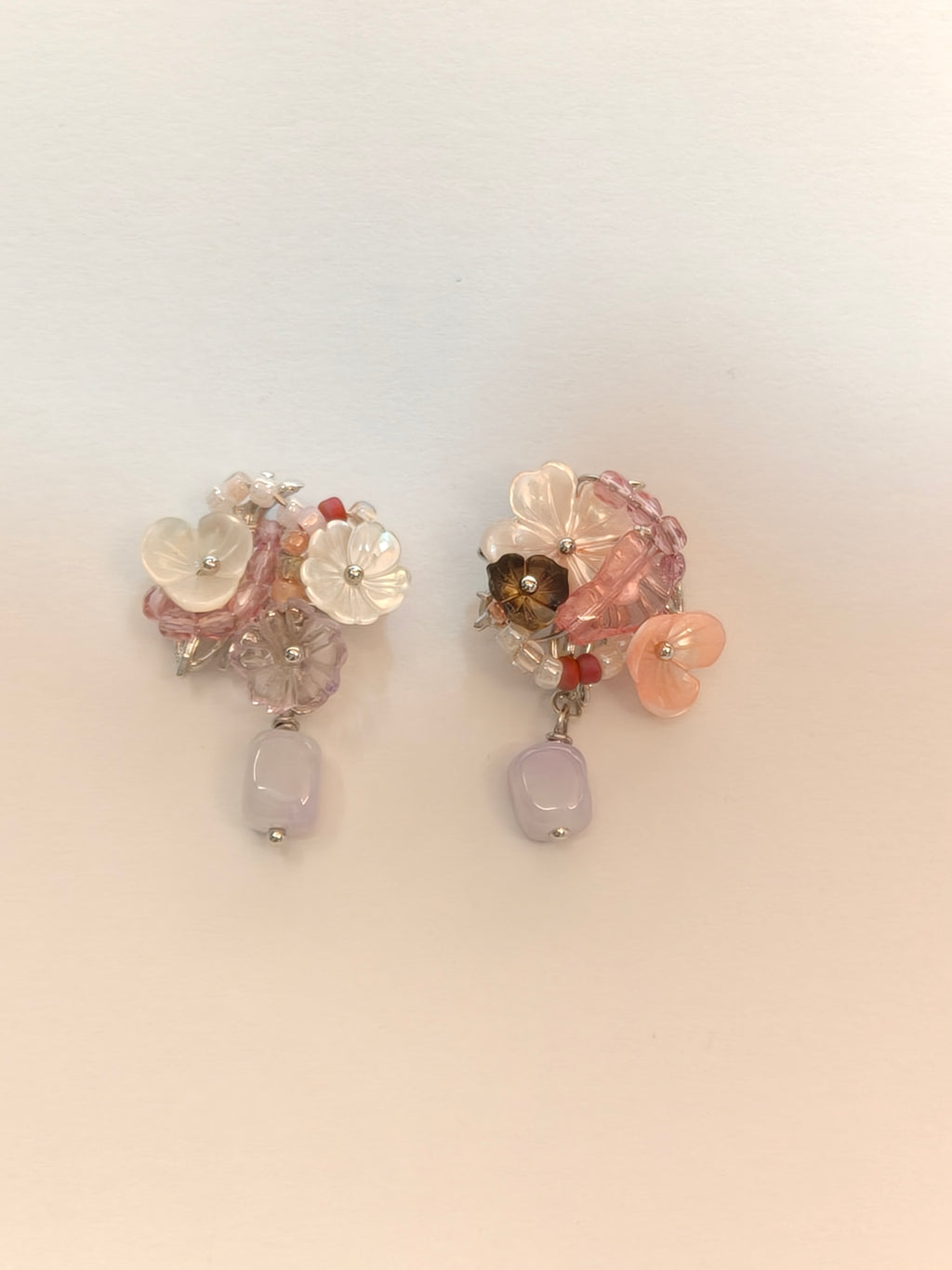 WE lavender jadeite and pink tourmaline earring