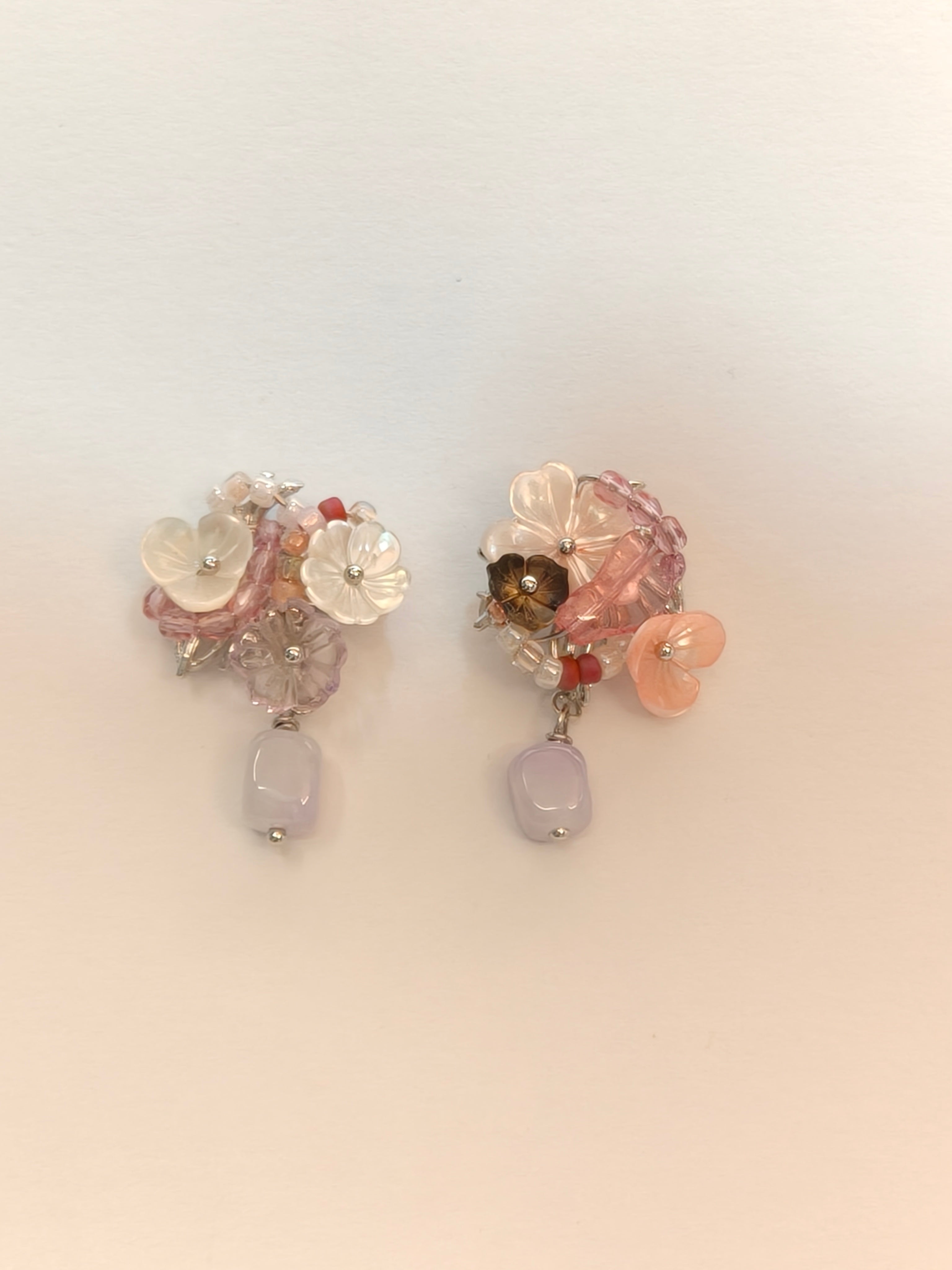 WE lavender jadeite and pink tourmaline earring