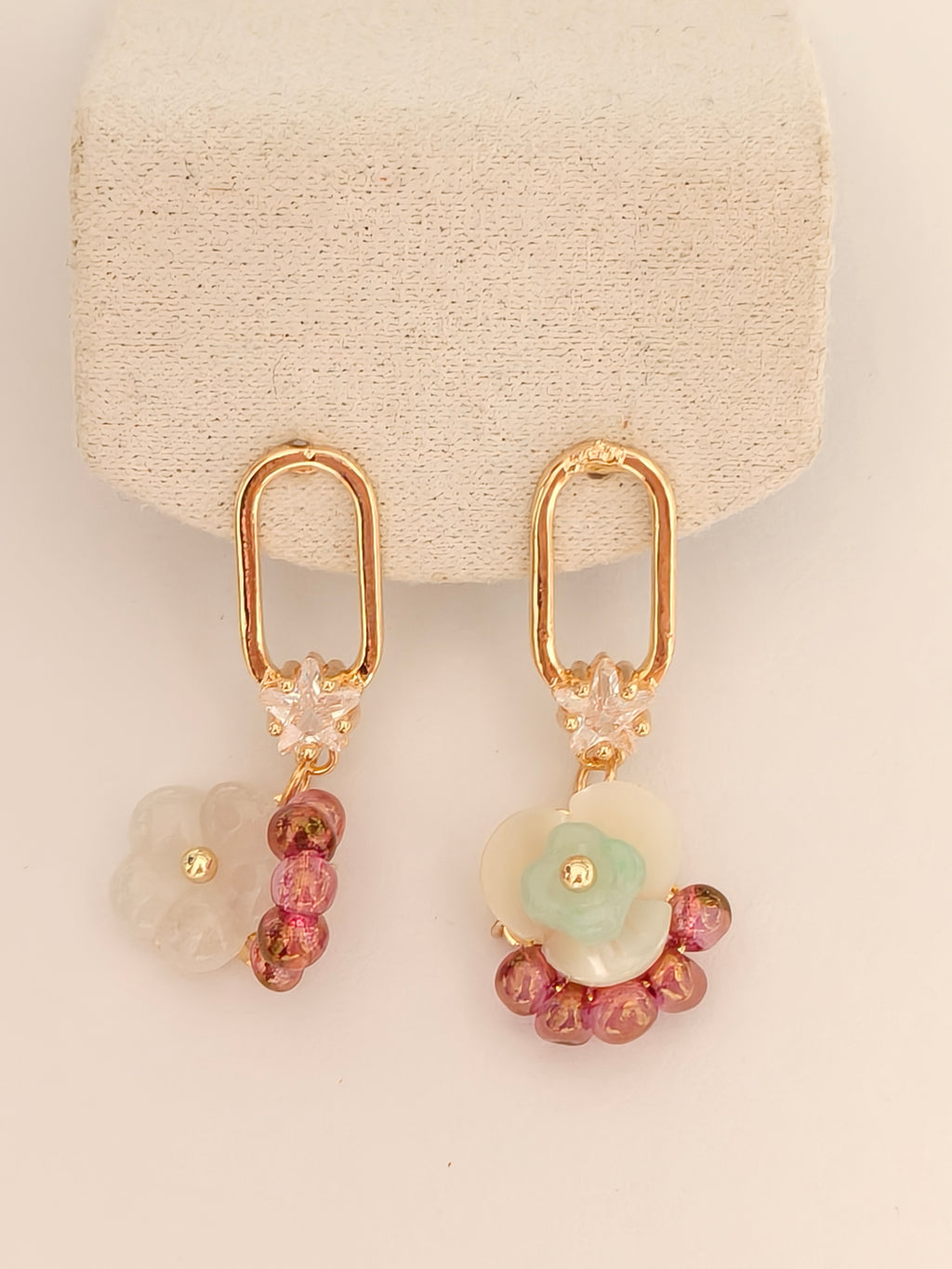 WE Monet flower jadeite earring