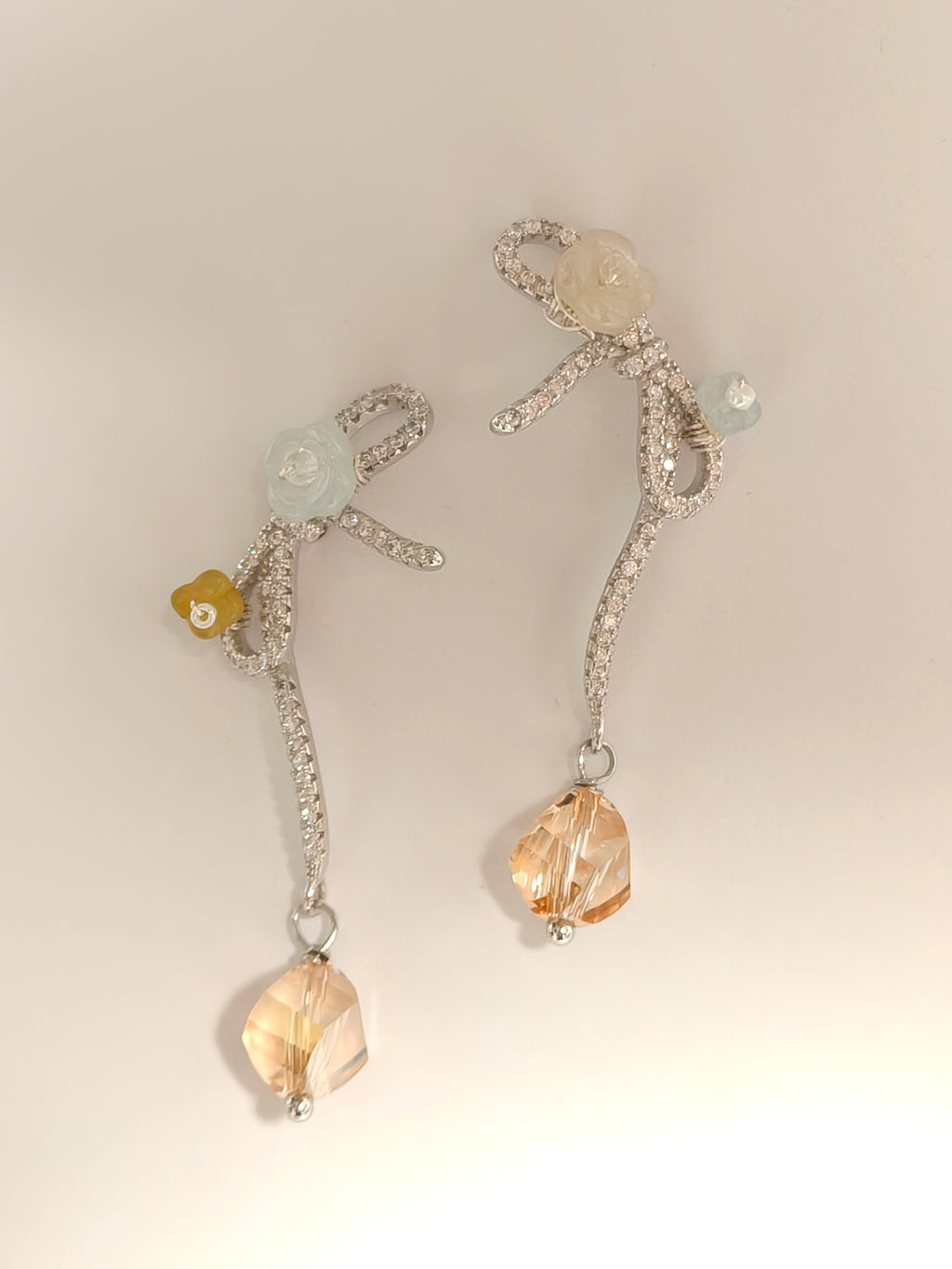WE delite Swarovski crystal and jadeite earring