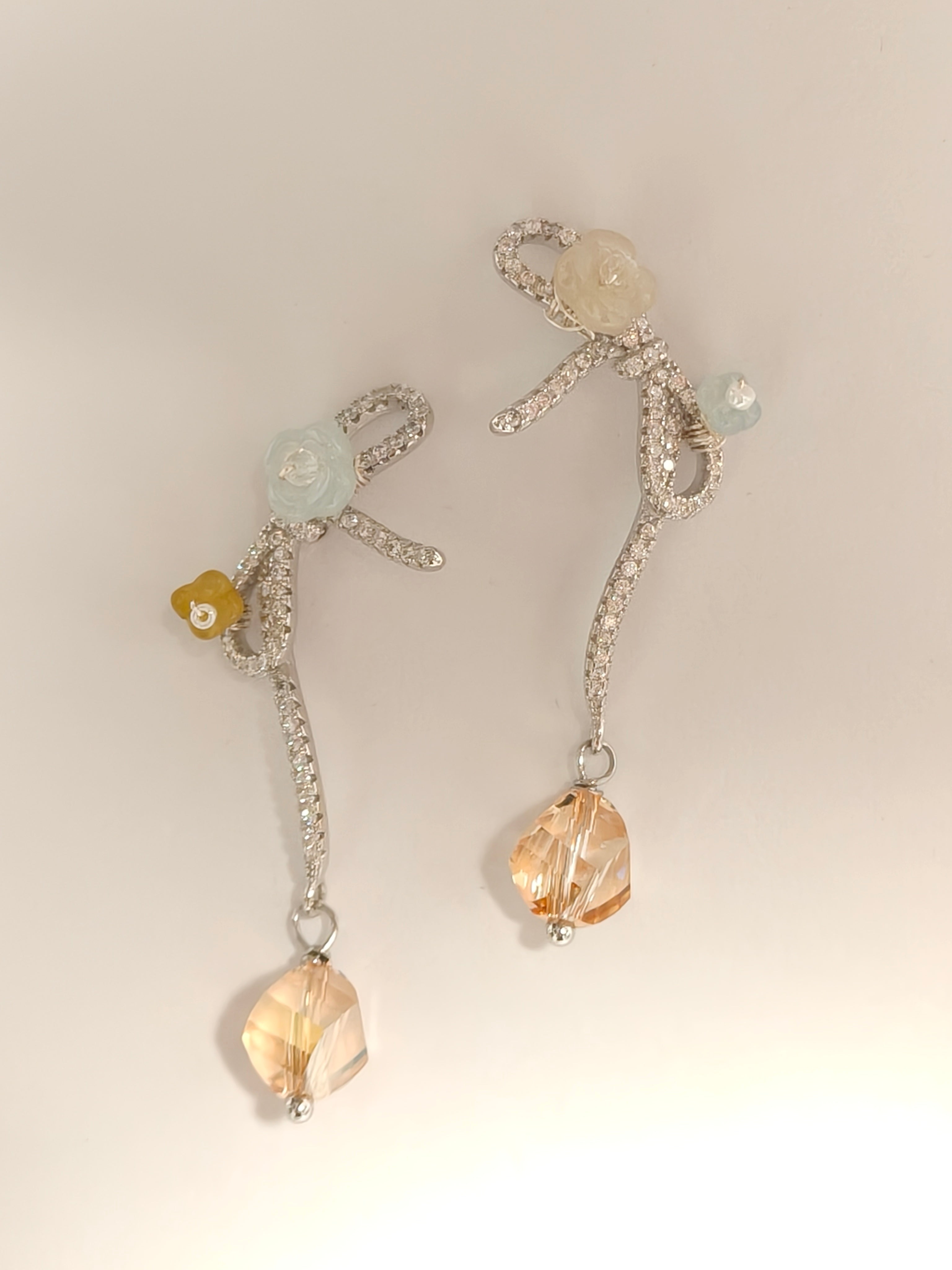 WE delite Swarovski crystal and jadeite earring