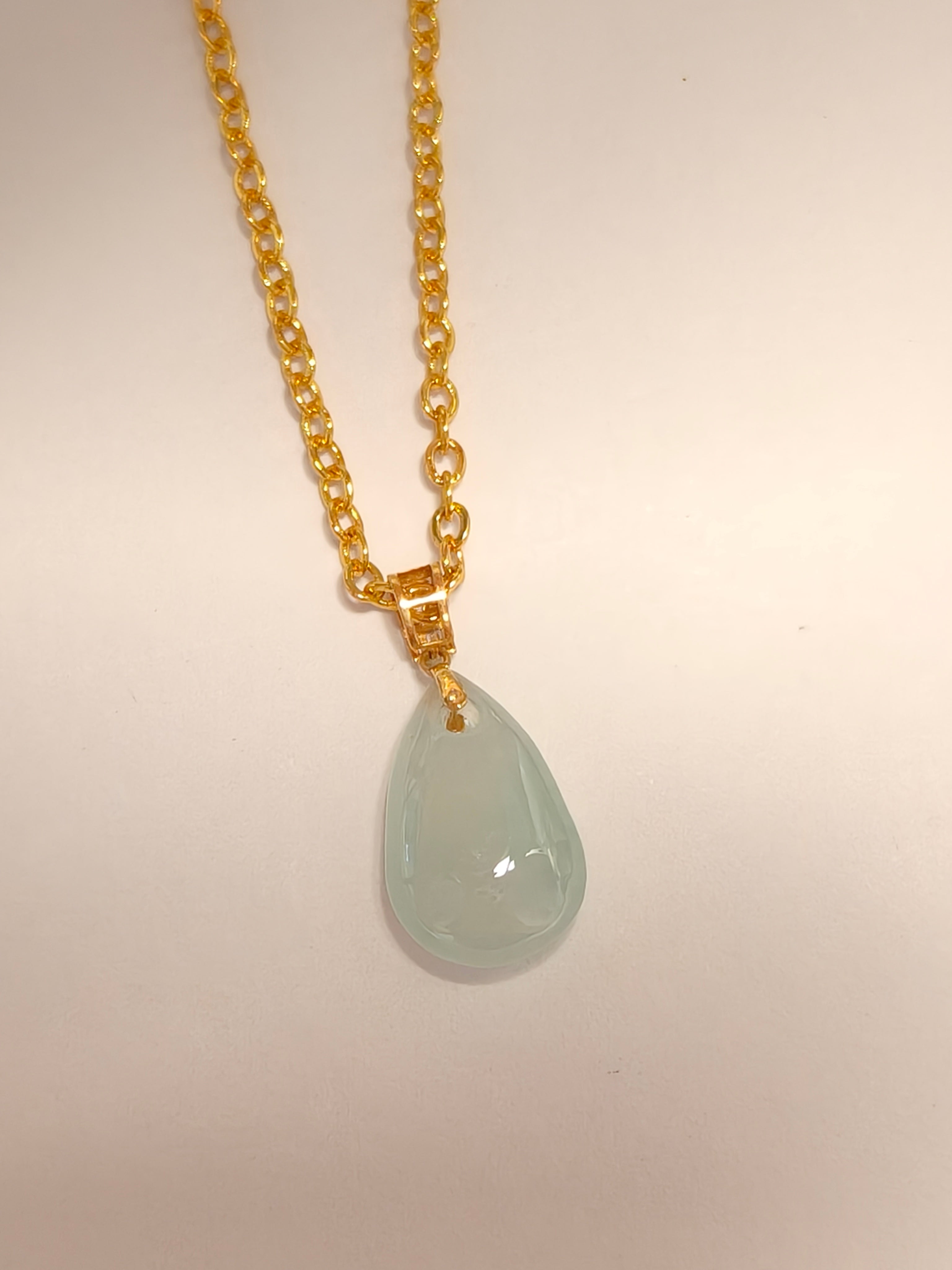 WE minimalist necklace water drop  jadeite