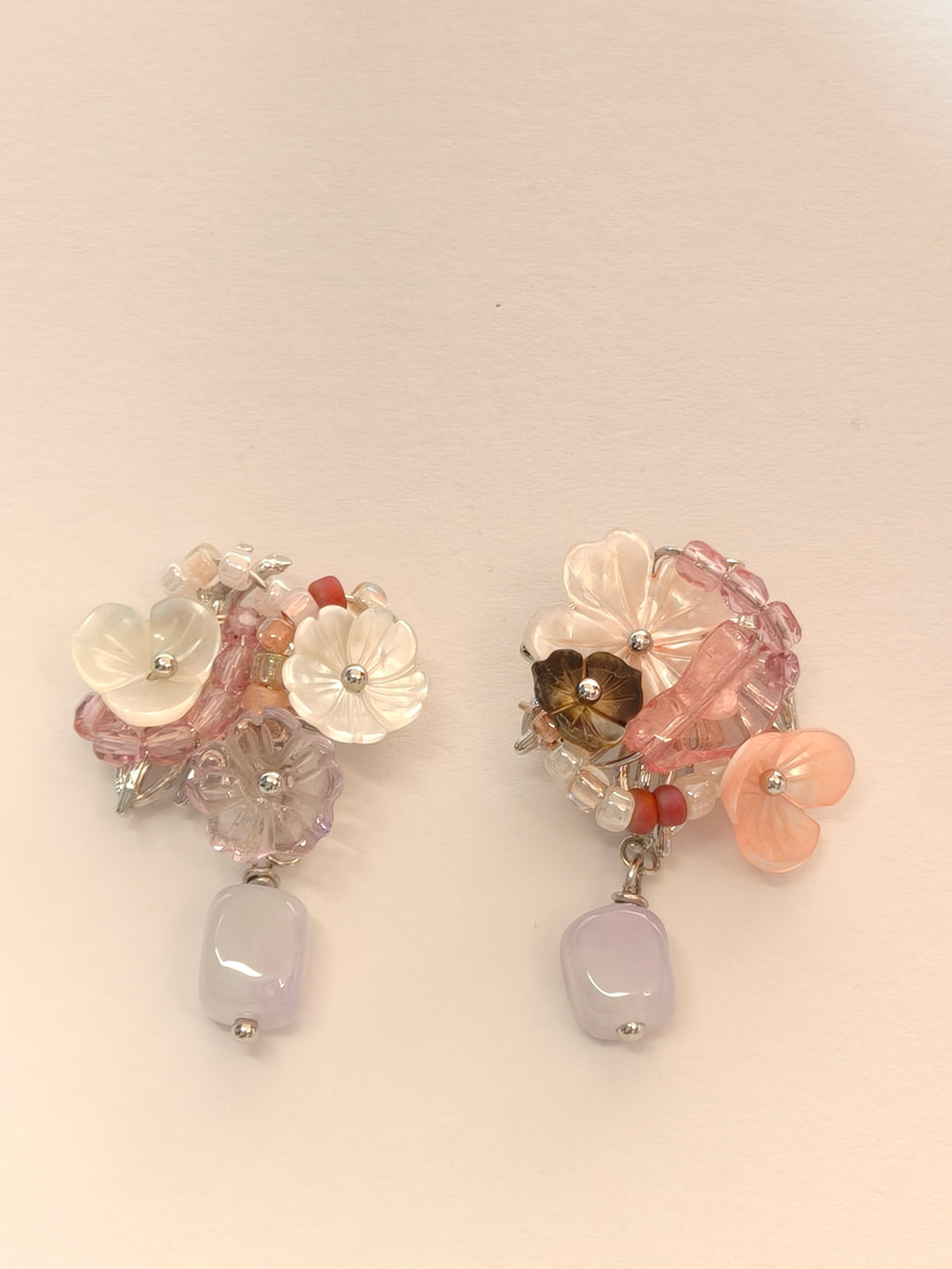 WE lavender jadeite and pink tourmaline earring