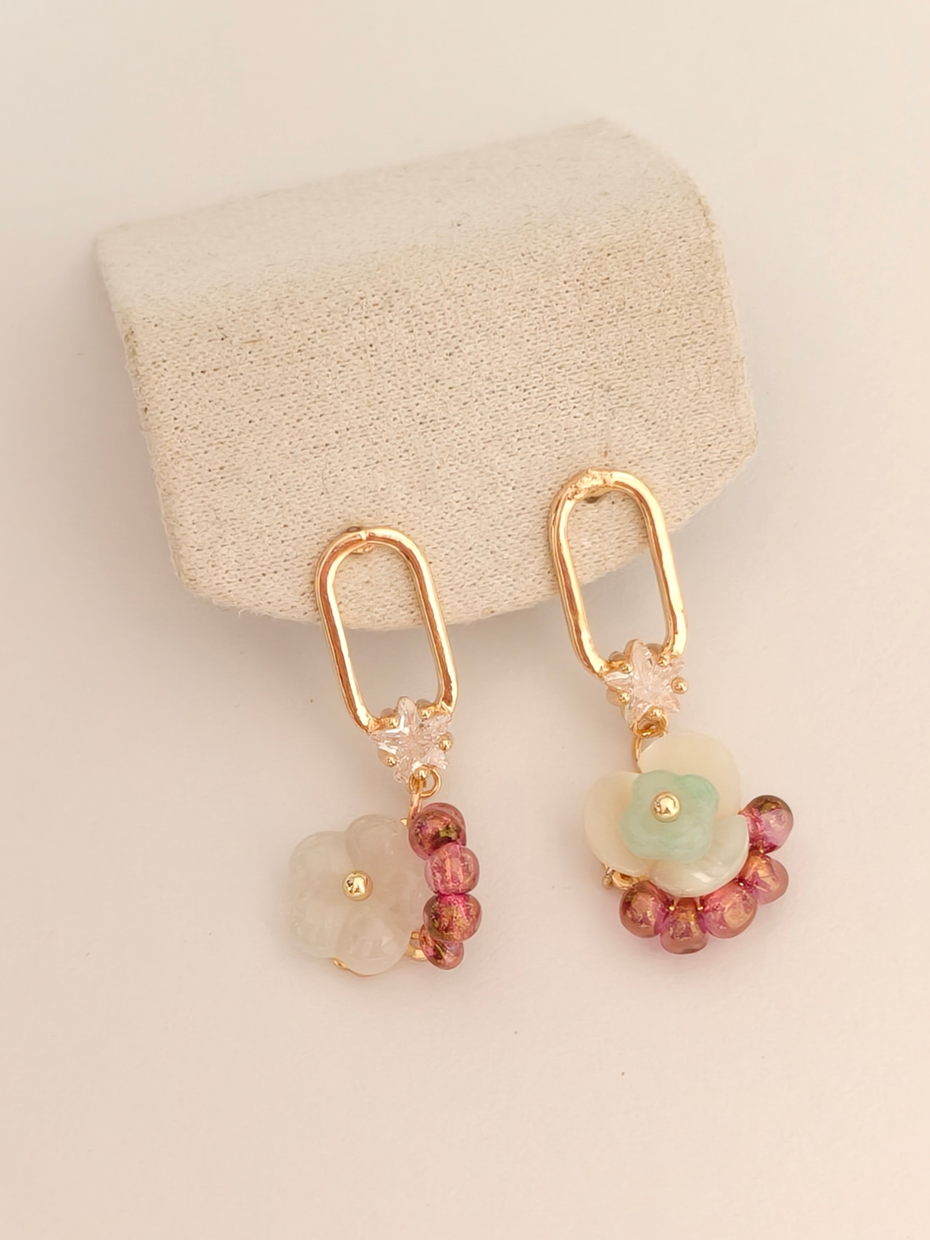 WE Monet flower jadeite earring