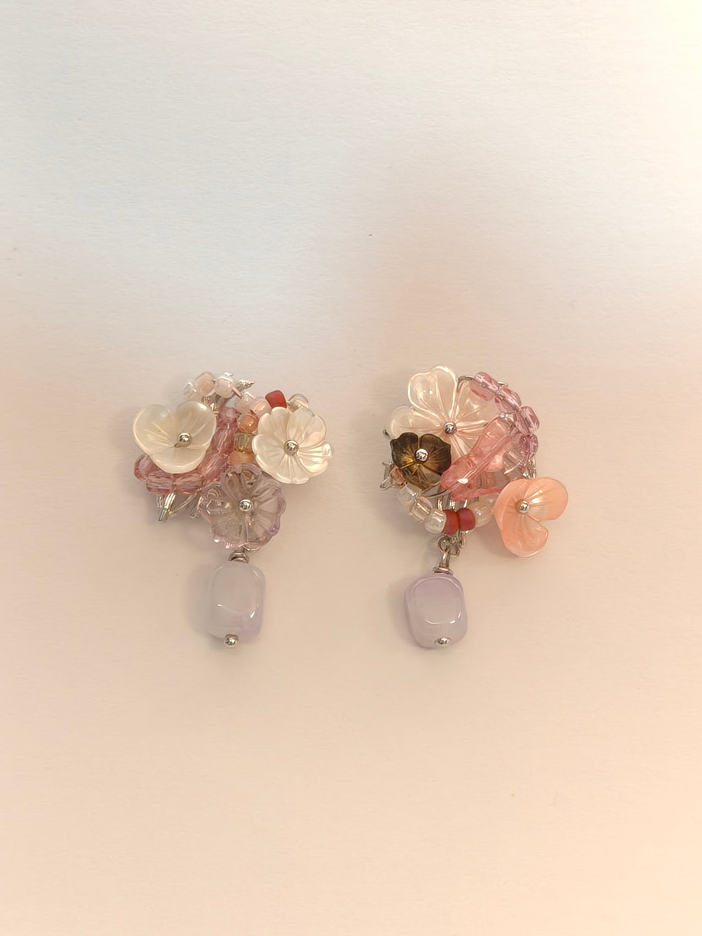 WE lavender jadeite and pink tourmaline earring