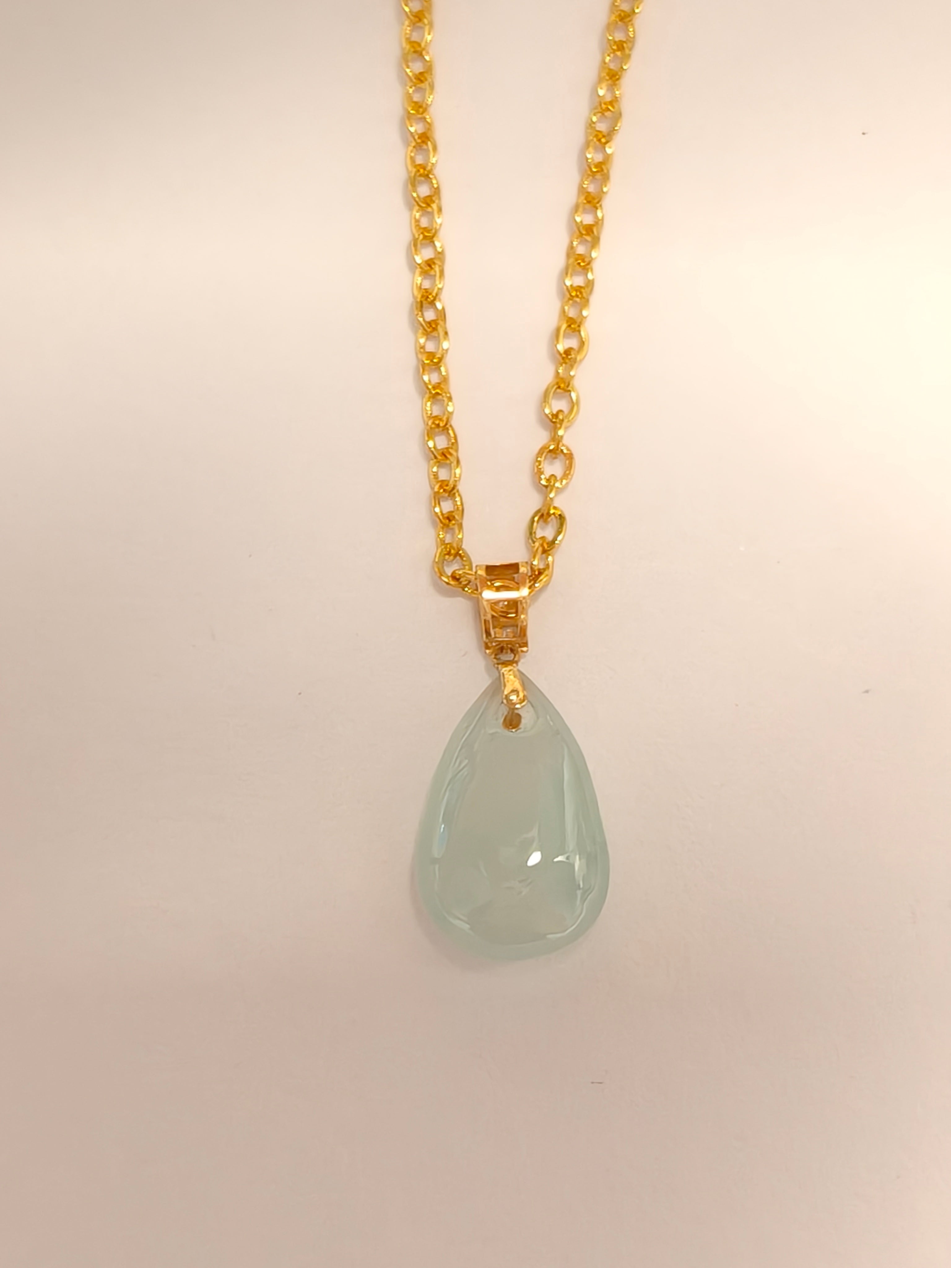WE minimalist necklace water drop  jadeite