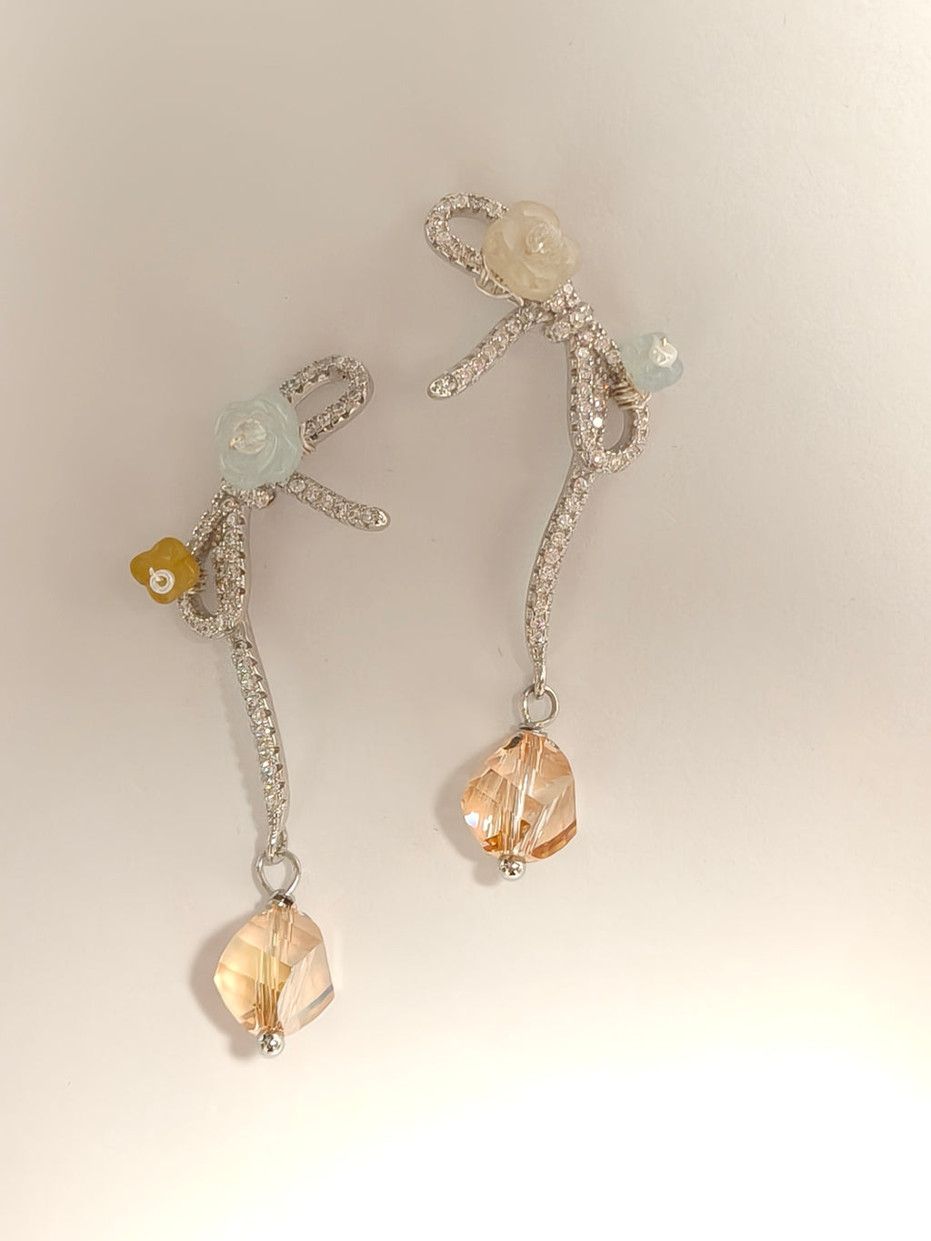 WE delite Swarovski crystal and jadeite earring