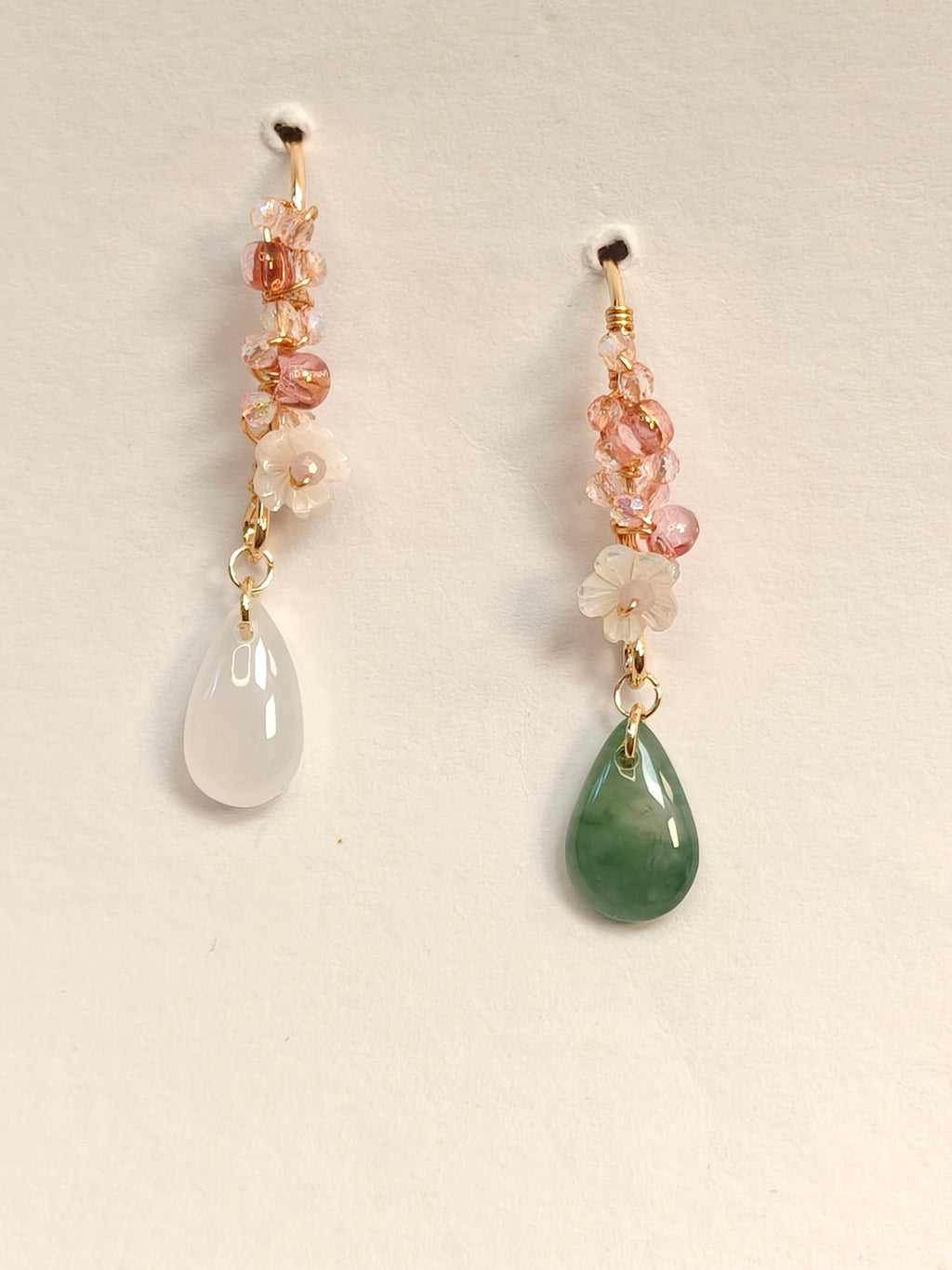 WE delite crystal and jadeite earring