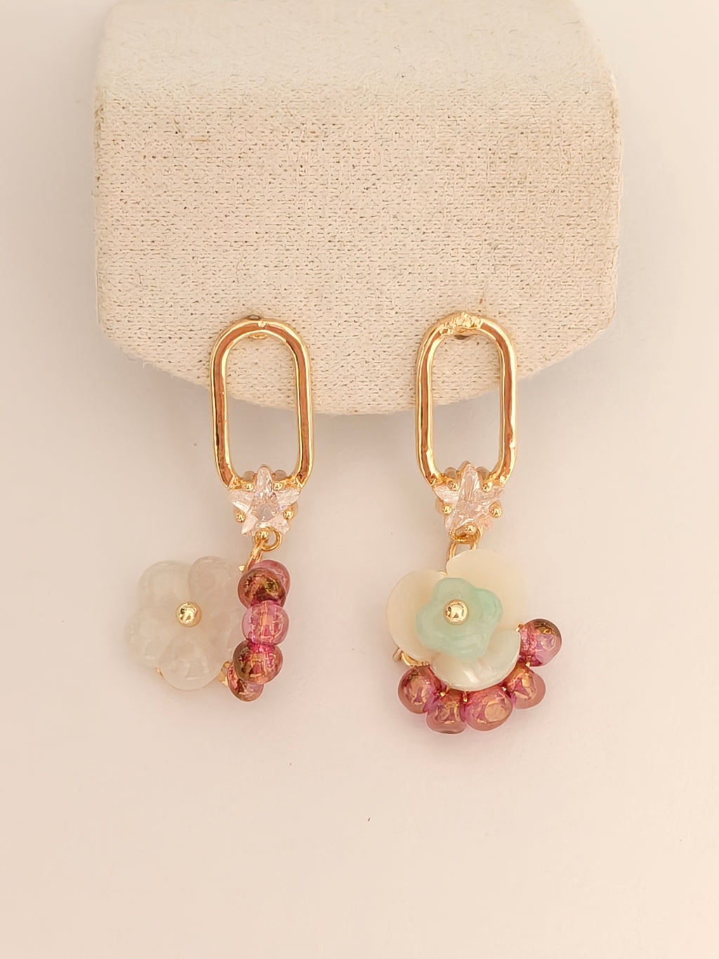 WE Monet flower jadeite earring