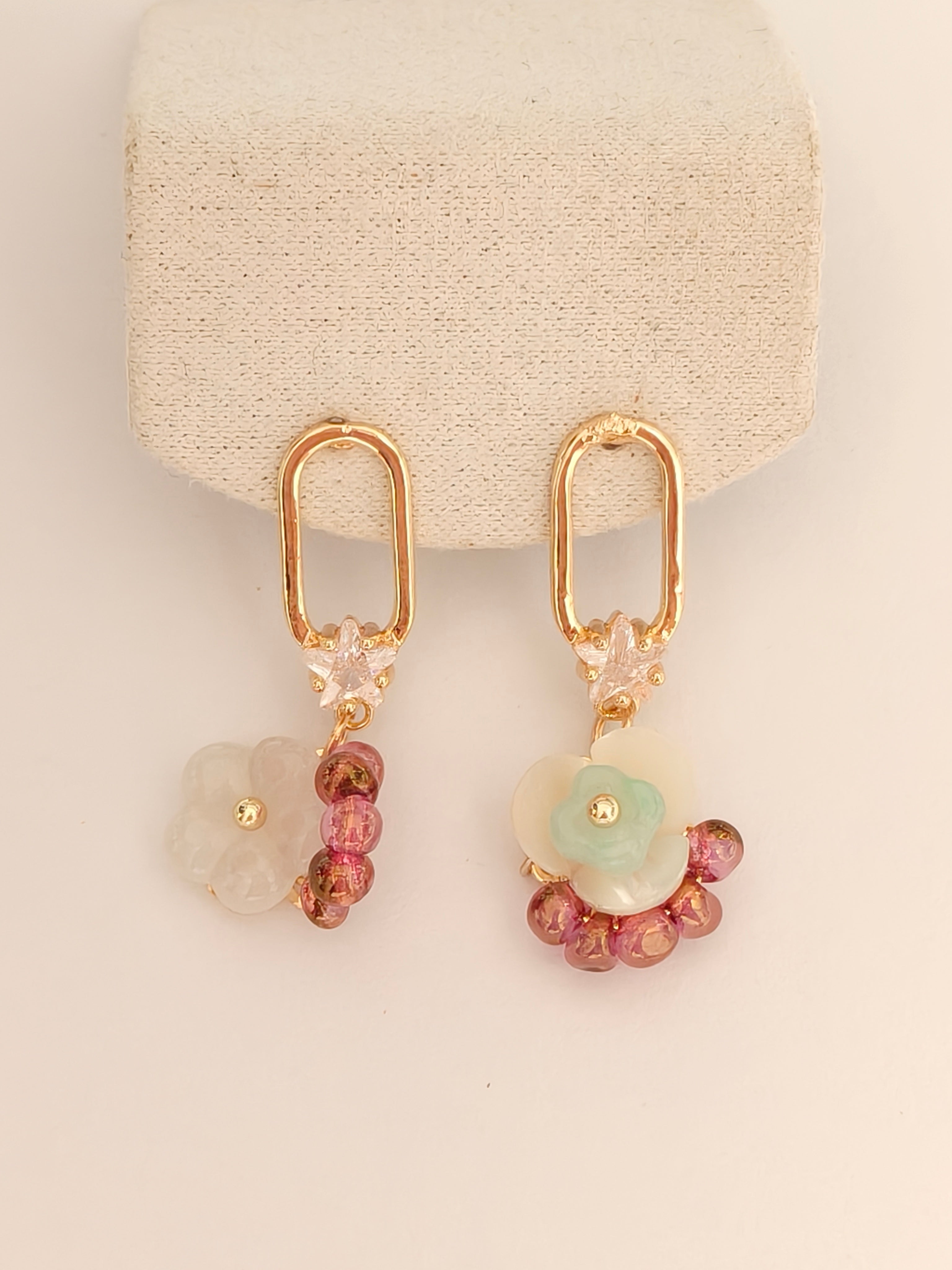 WE Monet flower jadeite earring
