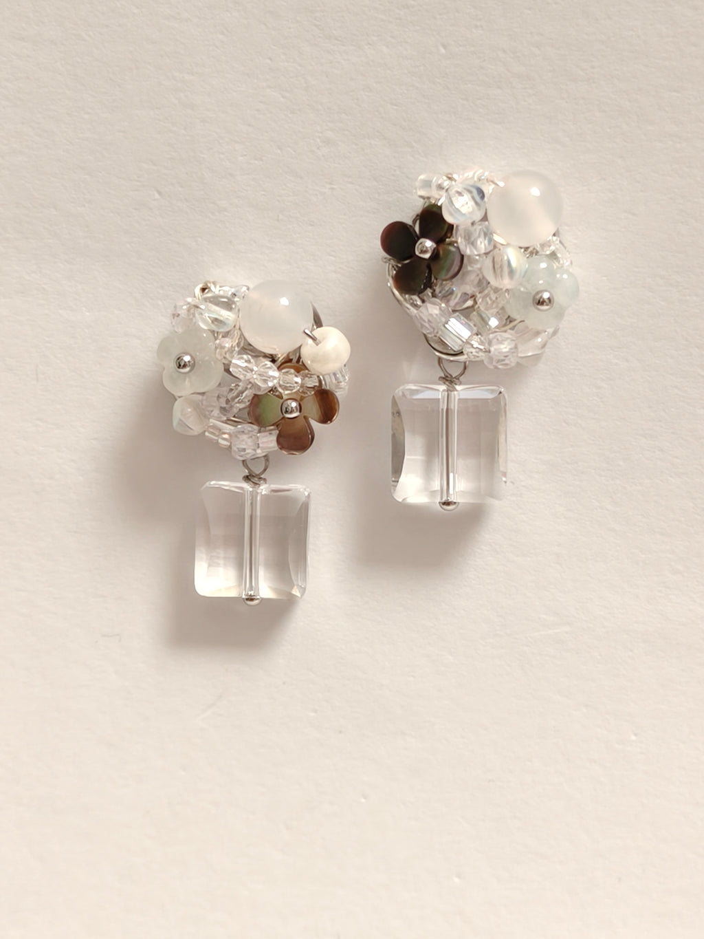 WE delite Swarovski crystal and jadeite earring