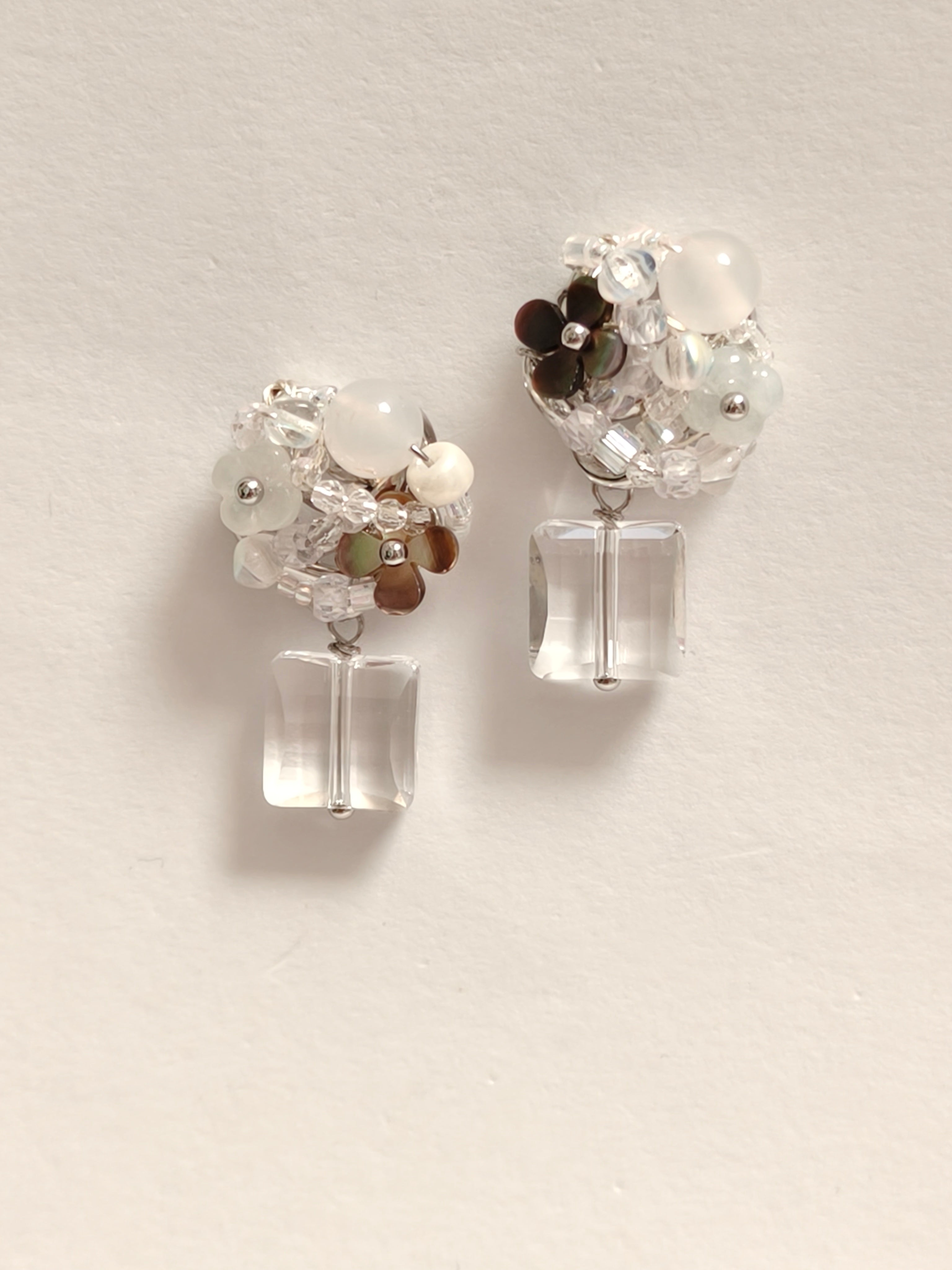 WE delite Swarovski crystal and jadeite earring