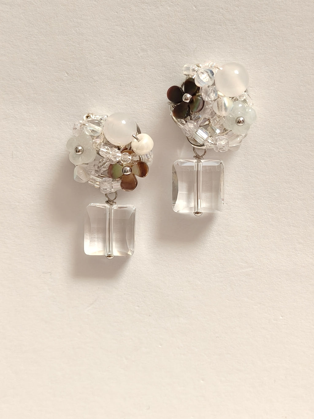 WE delite Swarovski crystal and jadeite earring