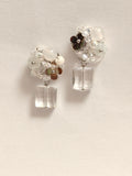 WE delite Swarovski crystal and jadeite earring