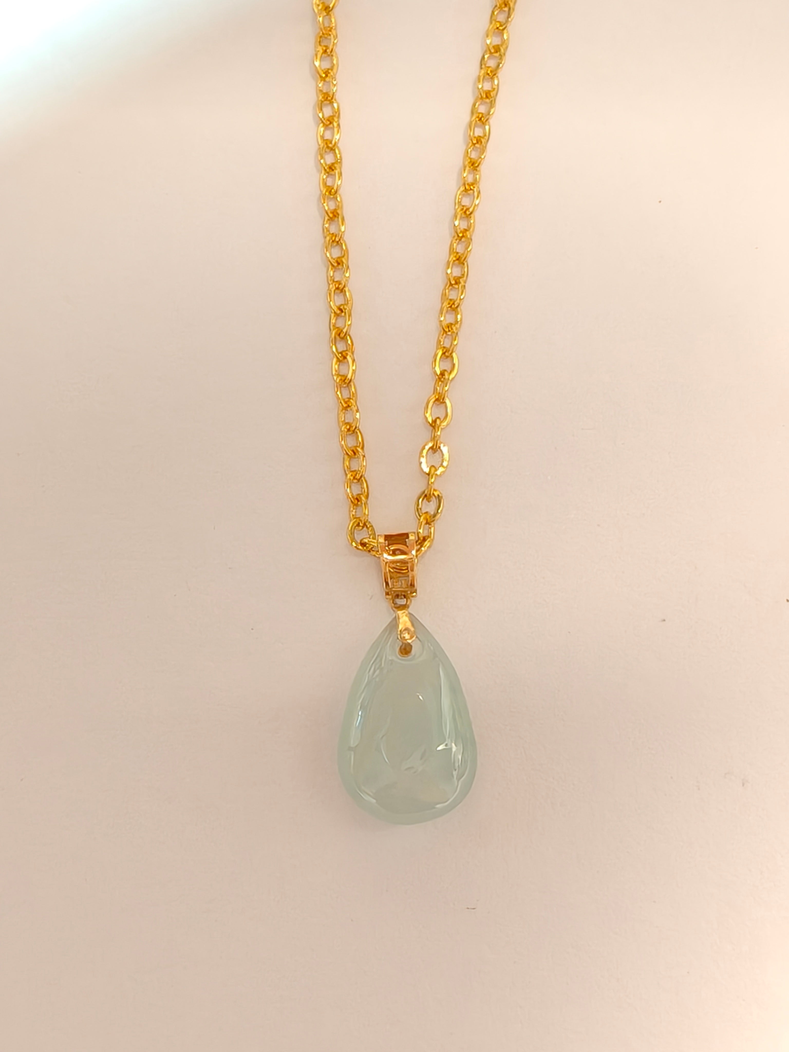WE minimalist necklace water drop  jadeite