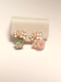 WE Monet flower jadeite earring