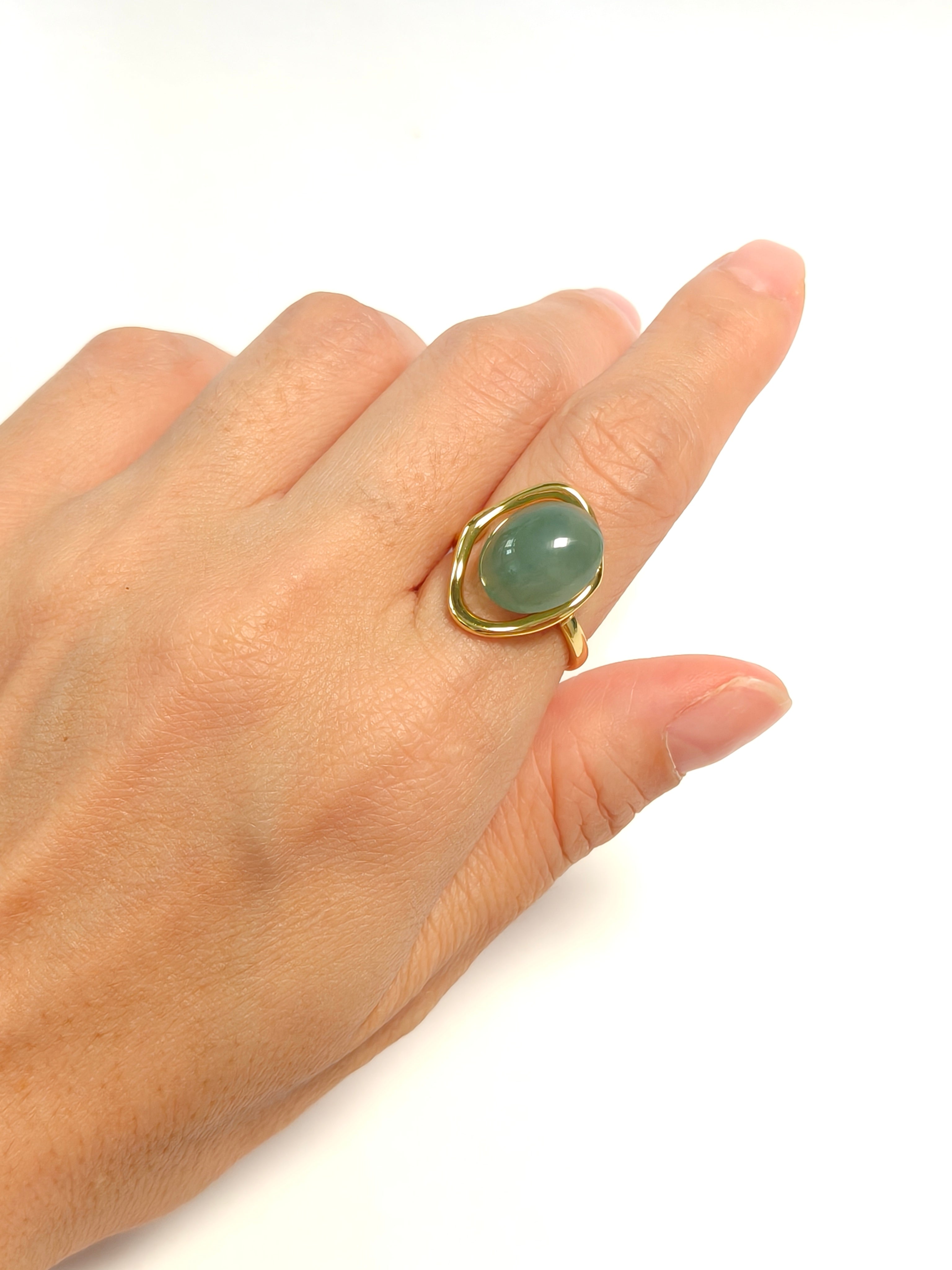 WE Egg face Jadeite  Ring