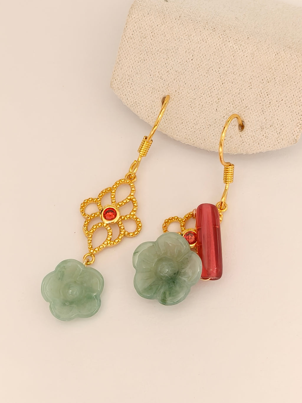 WE Monet flower jadeite earring