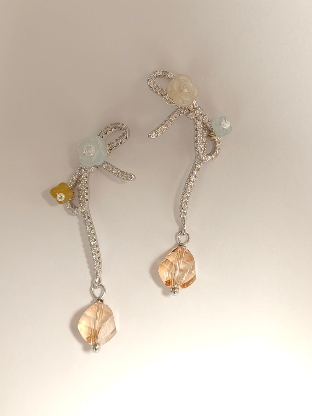 WE delite Swarovski crystal and jadeite earring