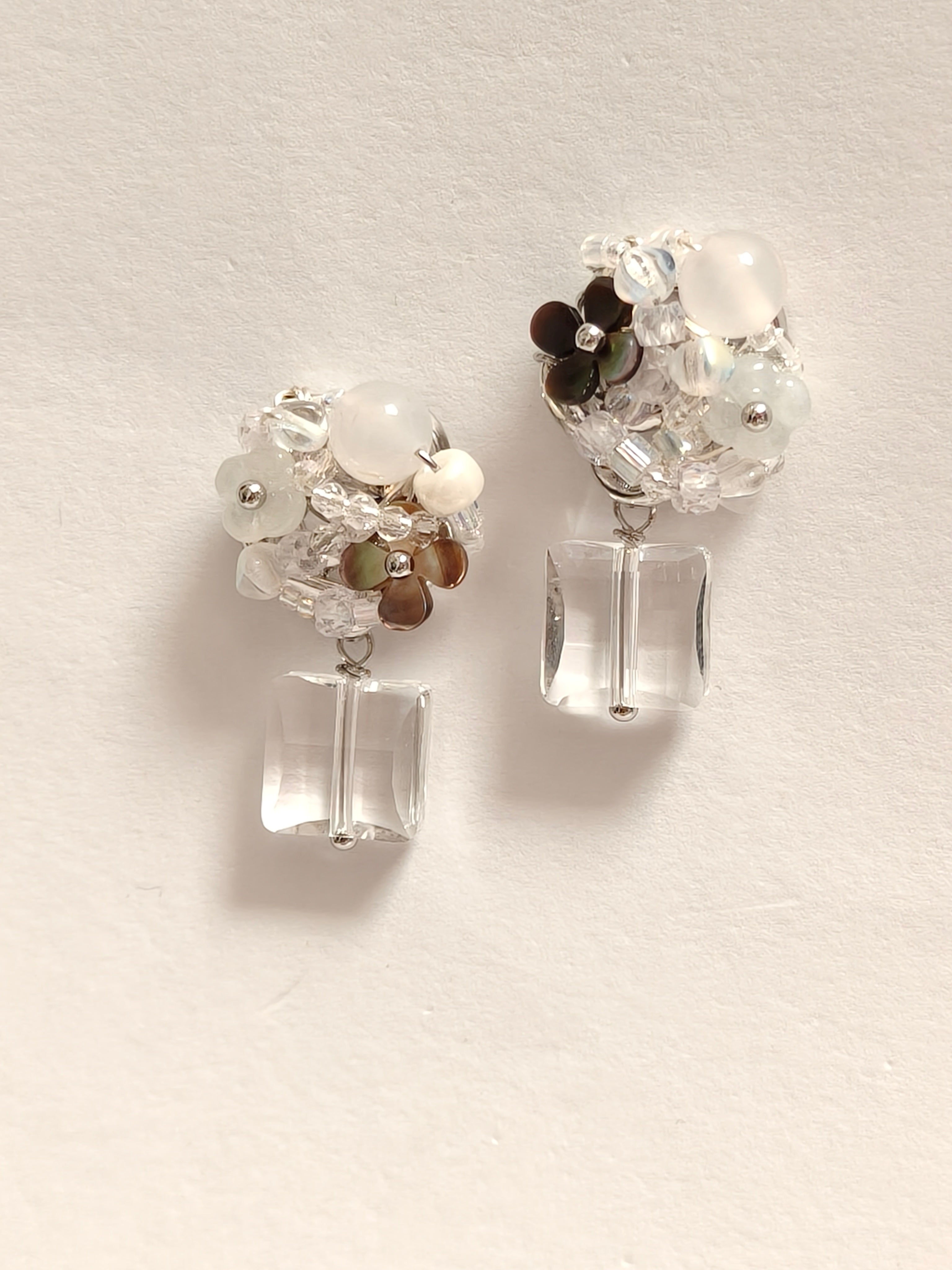 WE delite Swarovski crystal and jadeite earring