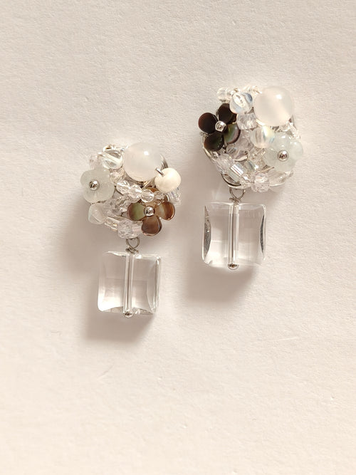 WE delite Swarovski crystal and jadeite earring