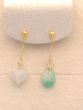 WE minimalist water drop and heart jadeite earring