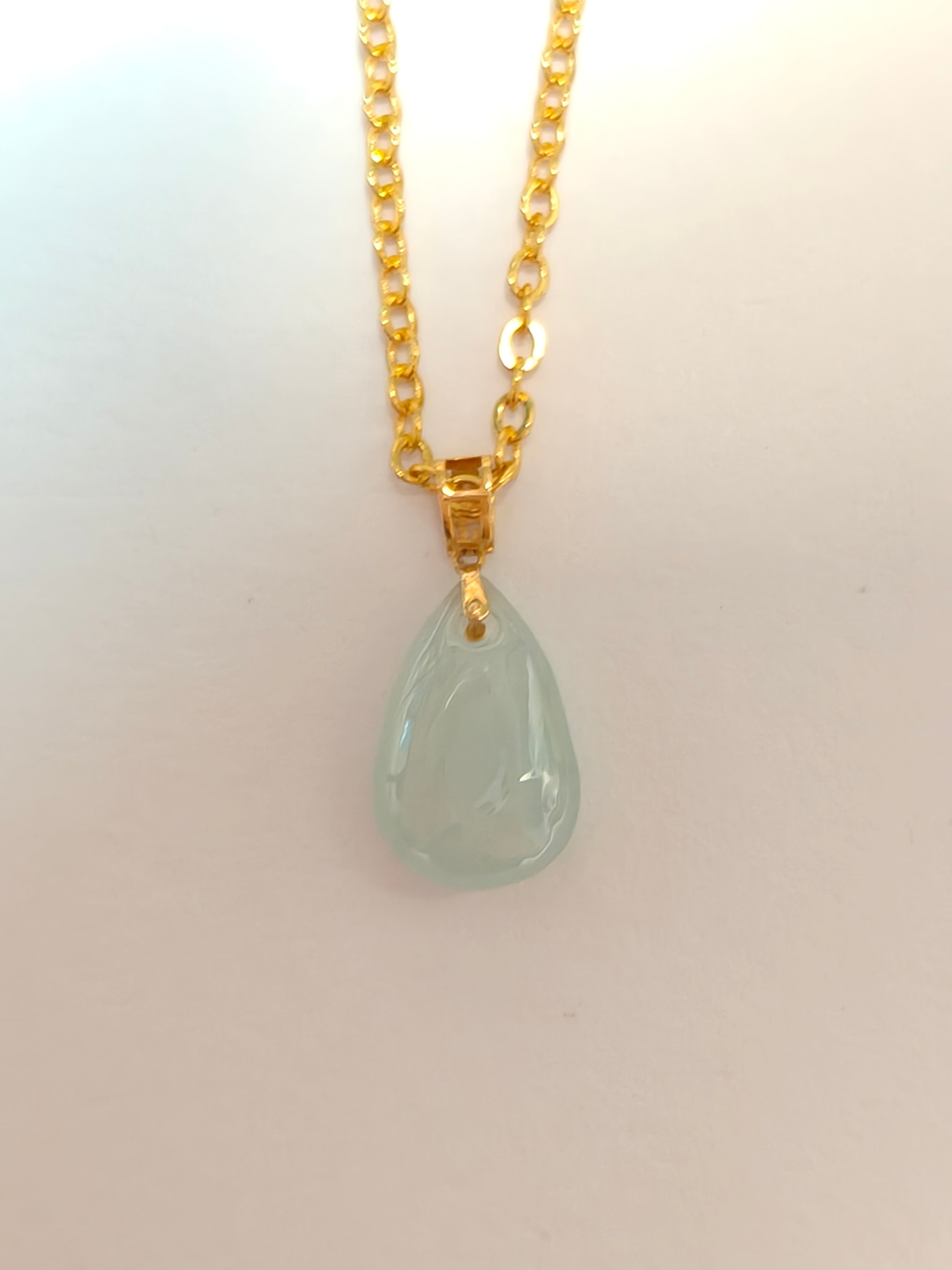 WE minimalist necklace water drop  jadeite