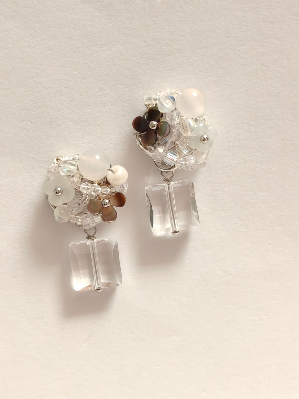 WE delite Swarovski crystal and jadeite earring