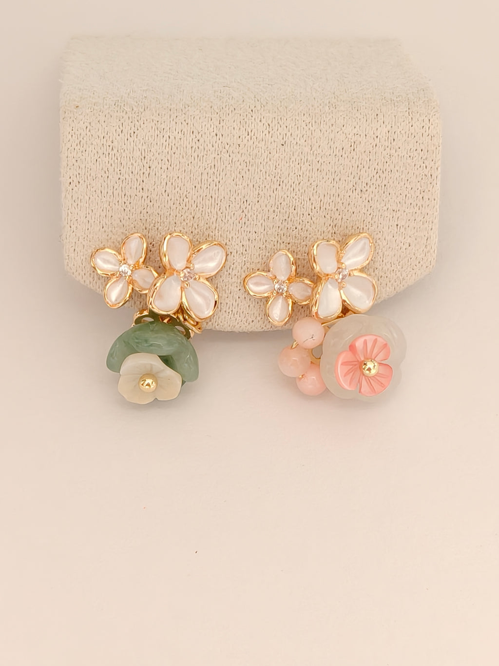 WE Monet flower jadeite earring
