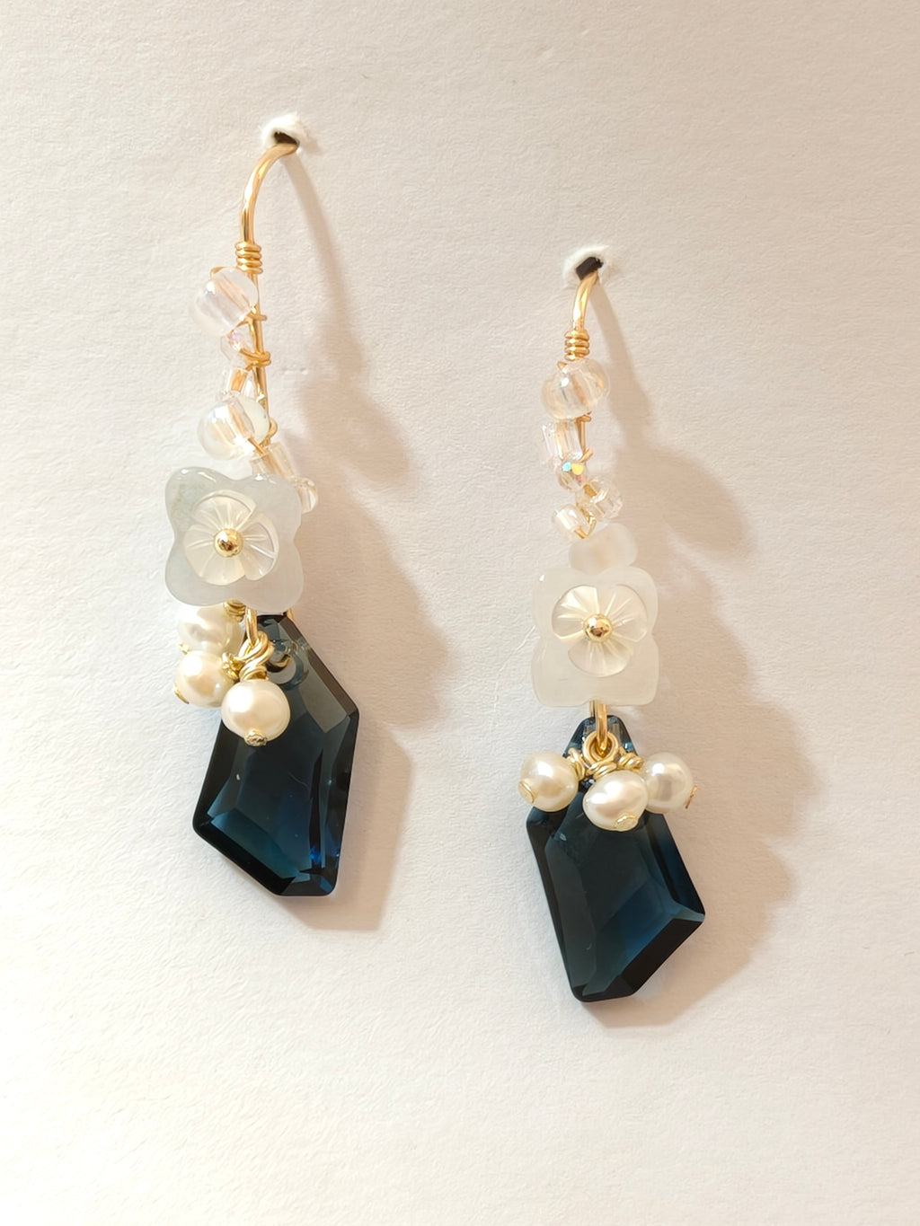 WE delite Swarovski crystal and jadeite earring