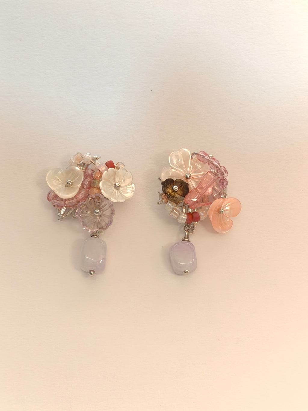 WE lavender jadeite and pink tourmaline earring
