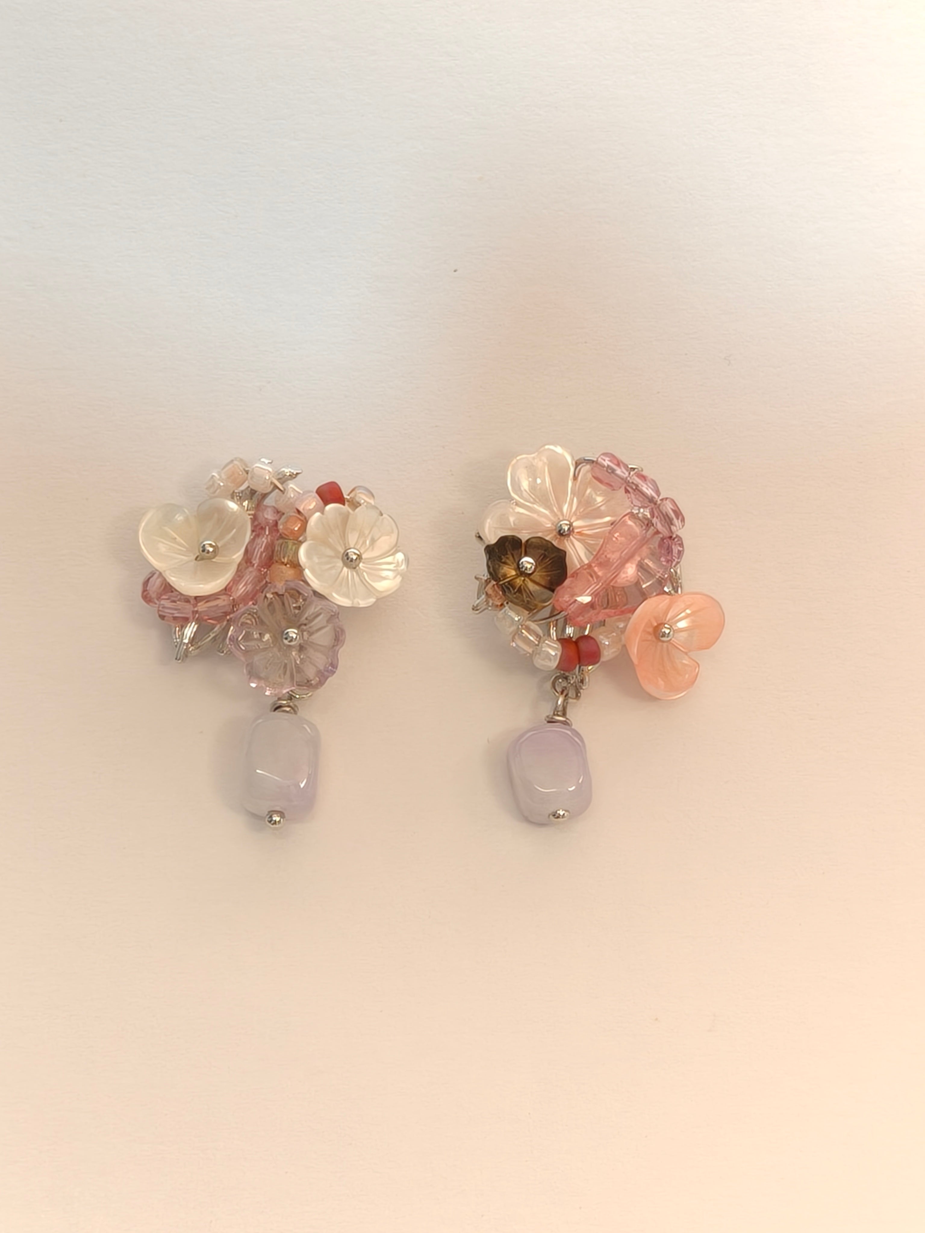 WE lavender jadeite and pink tourmaline earring