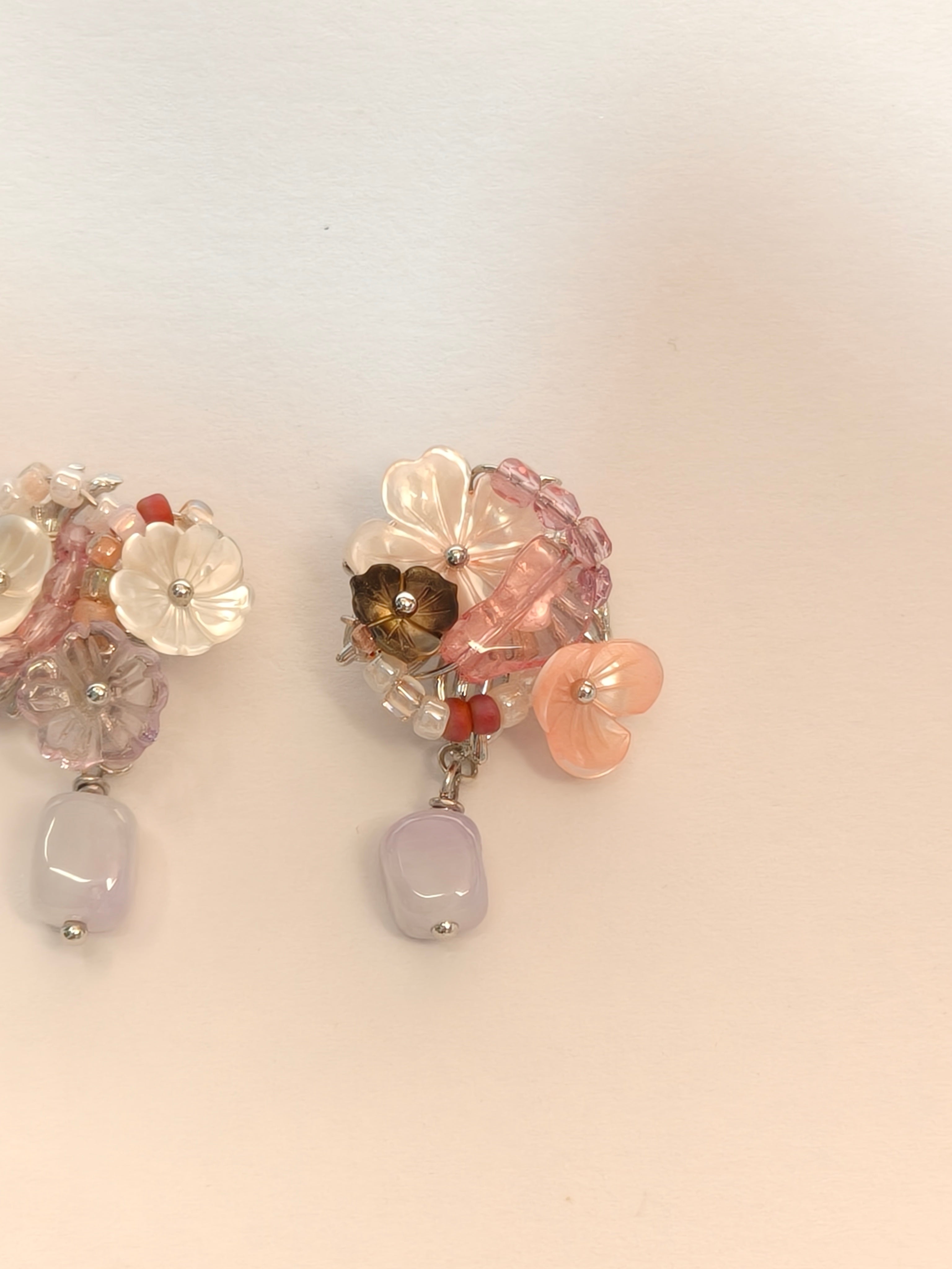 WE lavender jadeite and pink tourmaline earring
